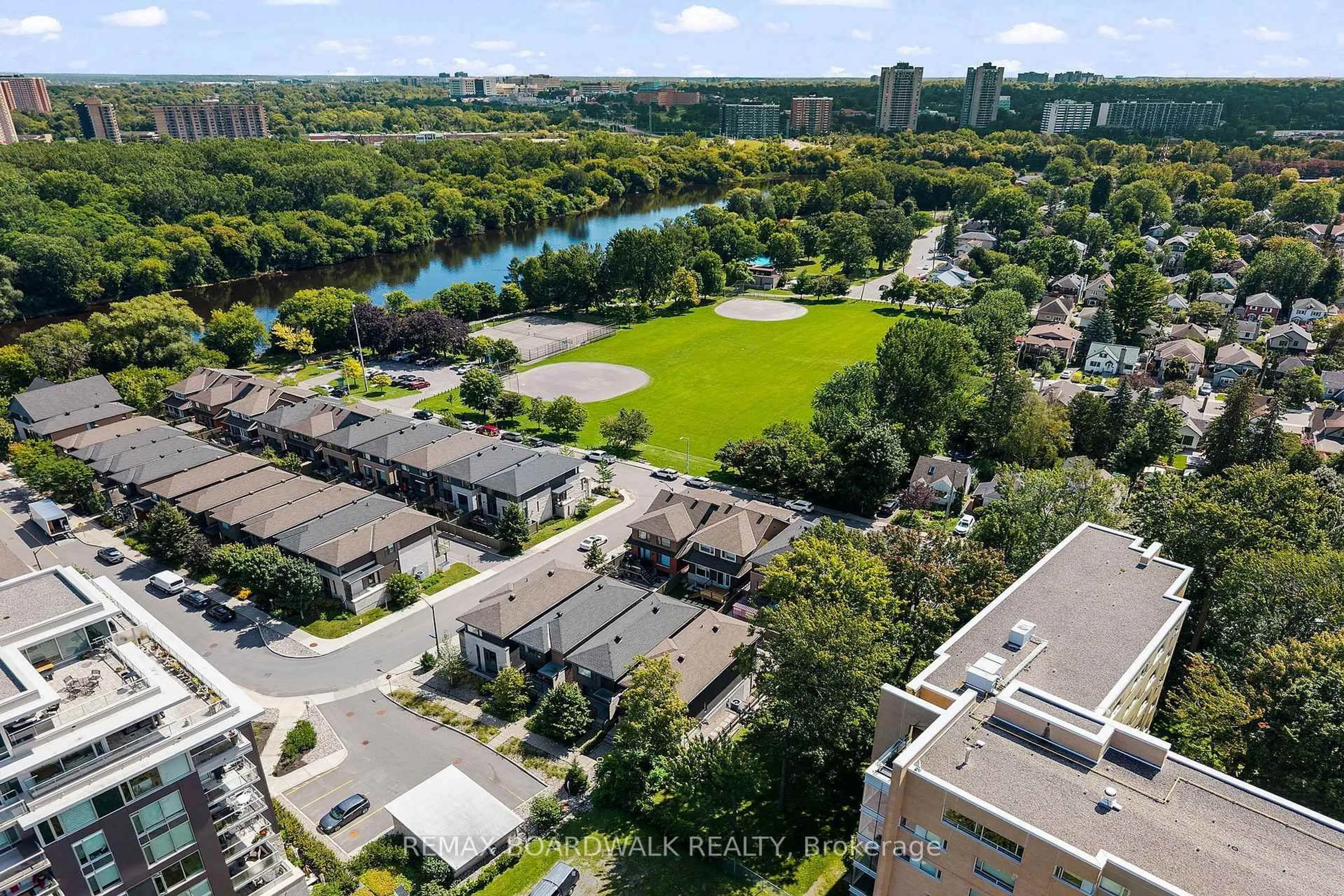 A pic from outside/outdoor area/front of a property/back of a property/a pic from drone, water/lake/river/ocean view for 14 Philosopher Private, Ottawa Ontario K1S 5P7
