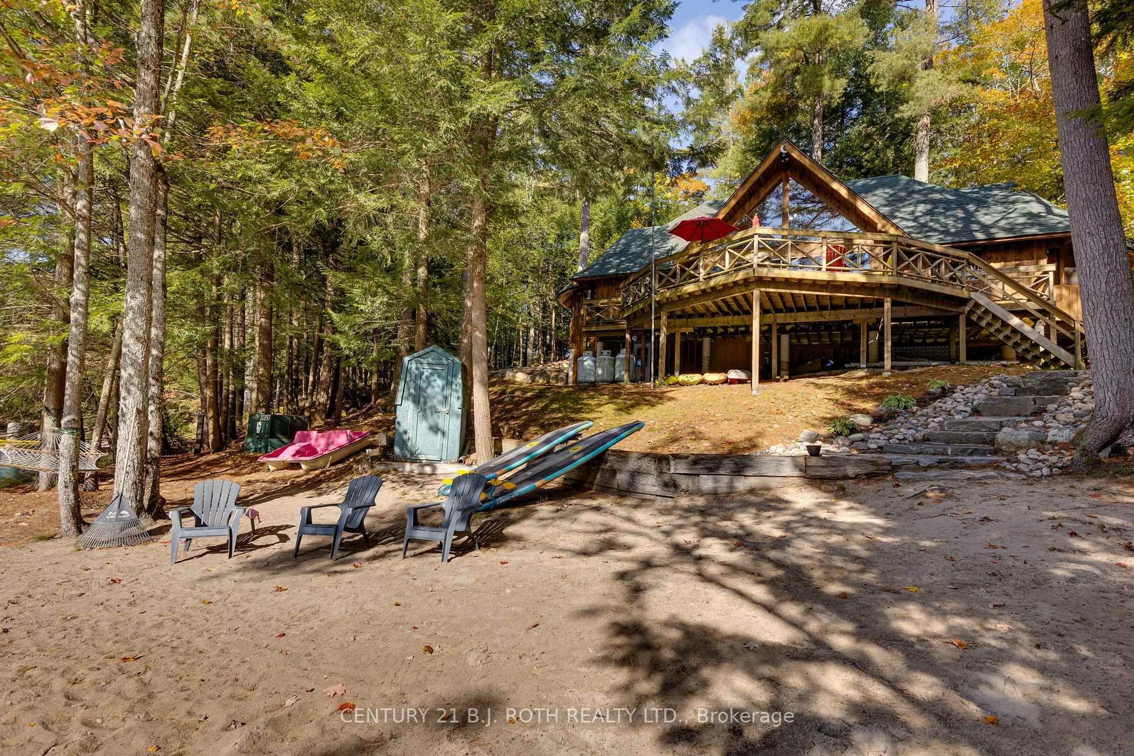 A pic from outside/outdoor area/front of a property/back of a property/a pic from drone, water/lake/river/ocean view for 1213 Camp Jackson Rd #22, Muskoka Lakes Ontario P0C 1A0
