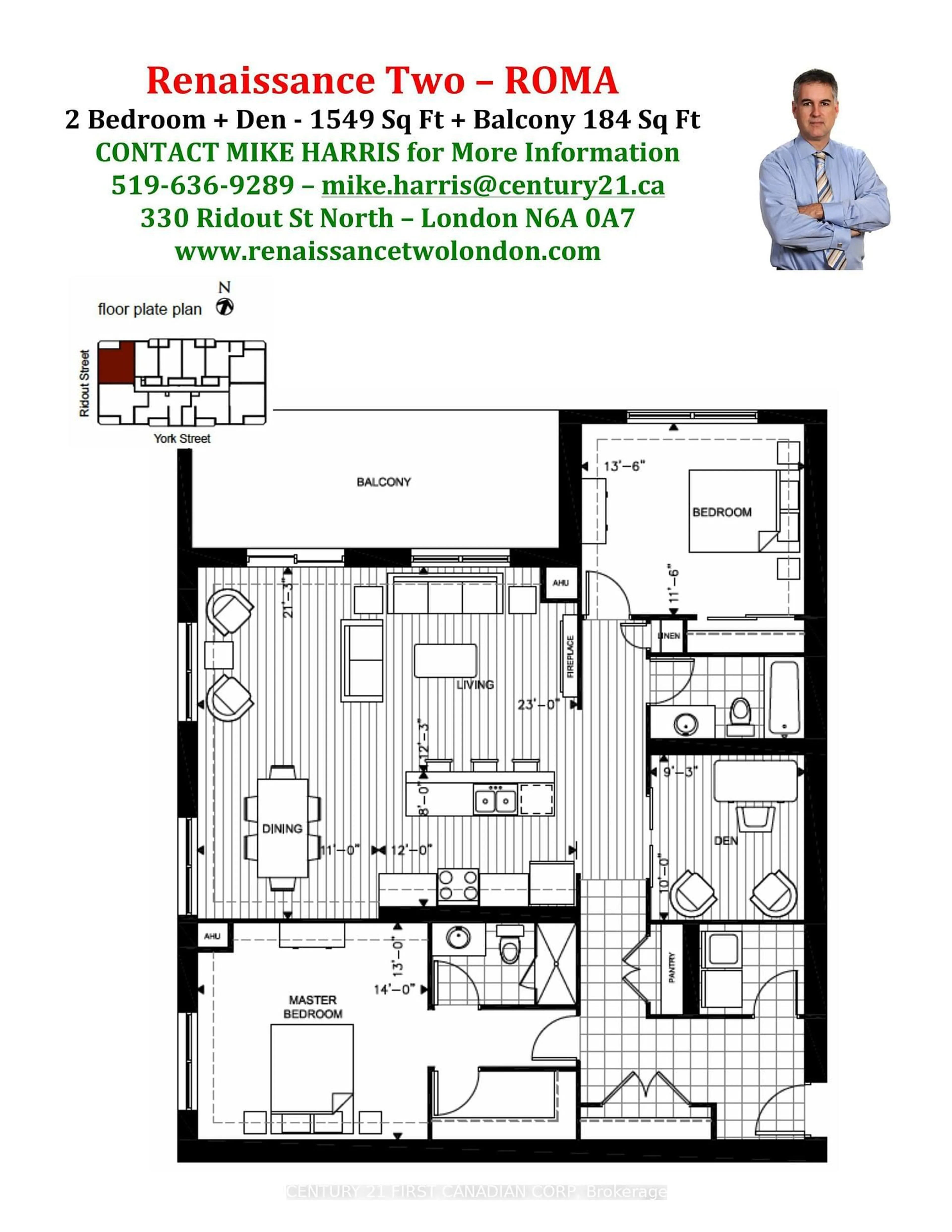 Floor plan for 330 RIDOUT St #809, London East Ontario N6A 0A7