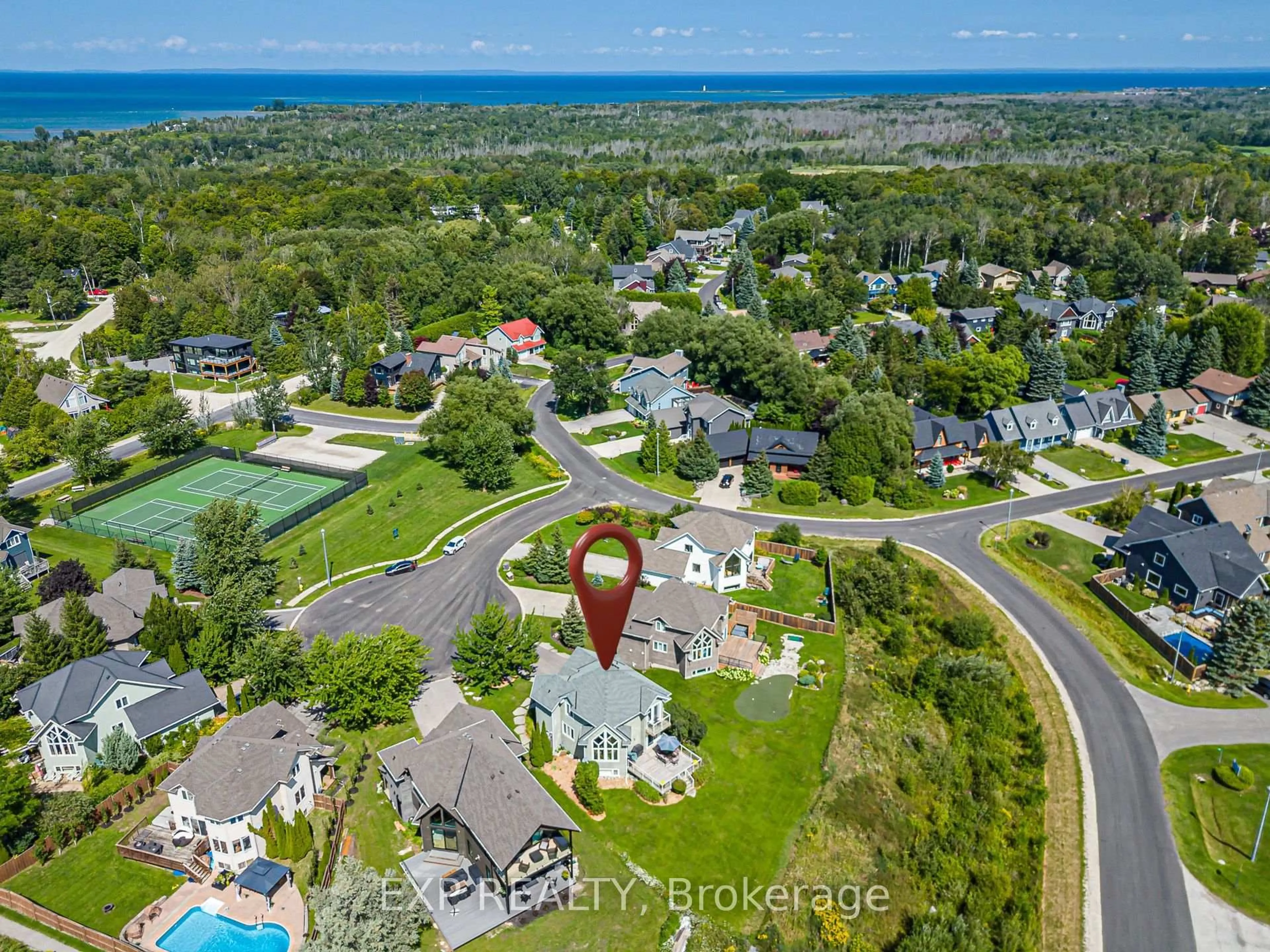 A pic from outside/outdoor area/front of a property/back of a property/a pic from drone, water/lake/river/ocean view for 106 Crossan Crt, Blue Mountains Ontario L9Y 0M3