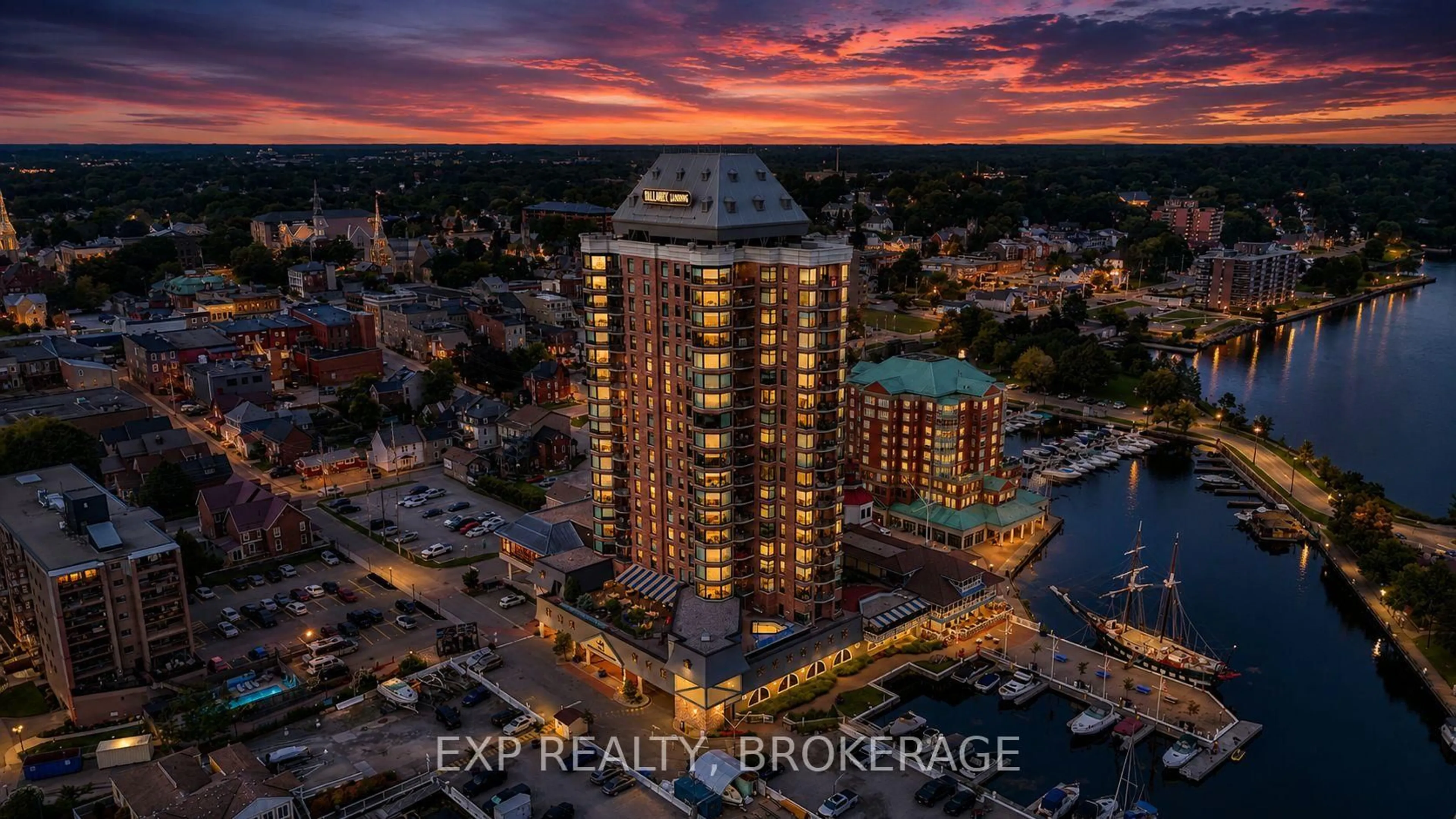 A pic from outside/outdoor area/front of a property/back of a property/a pic from drone, city buildings view from balcony for 15 ST ANDREW St #1802, Brockville Ontario K6V 0B8