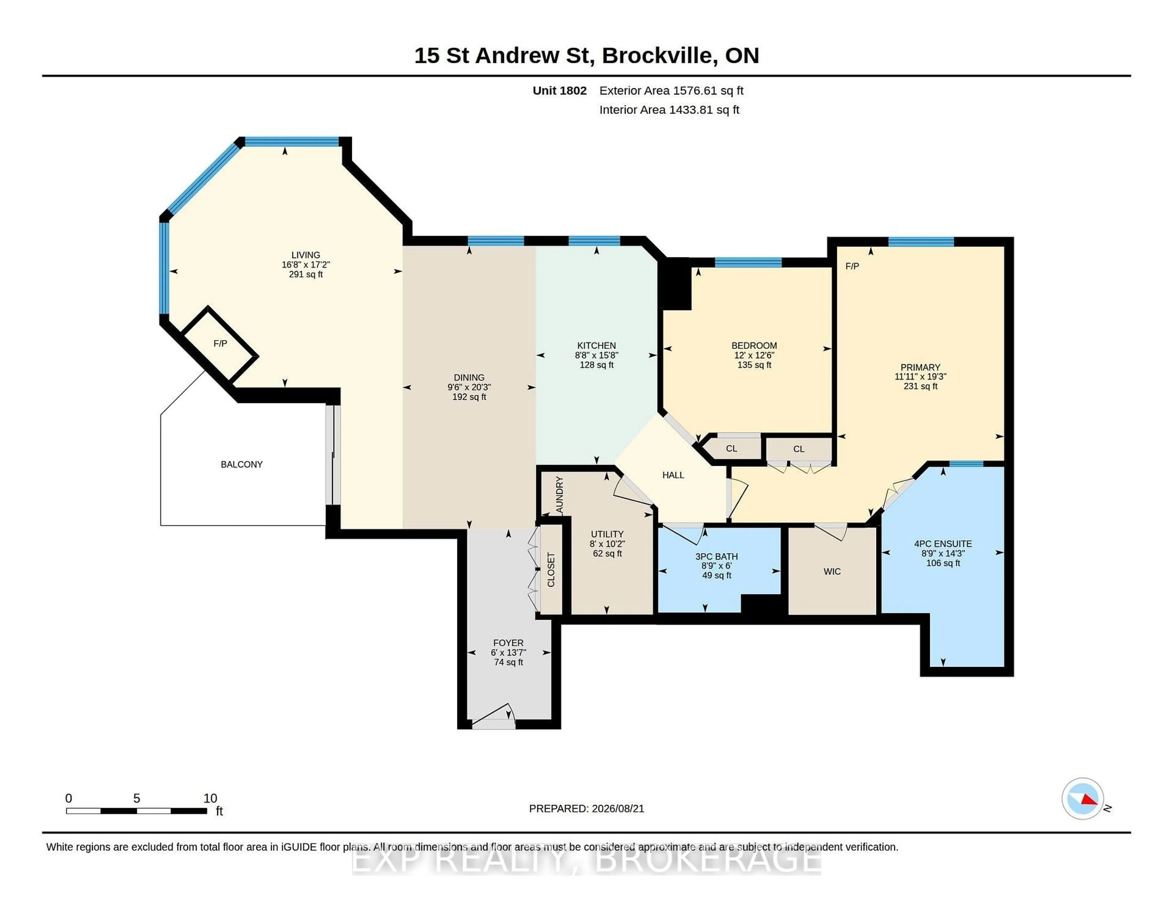 Floor plan for 15 ST ANDREW St #1802, Brockville Ontario K6V 0B8