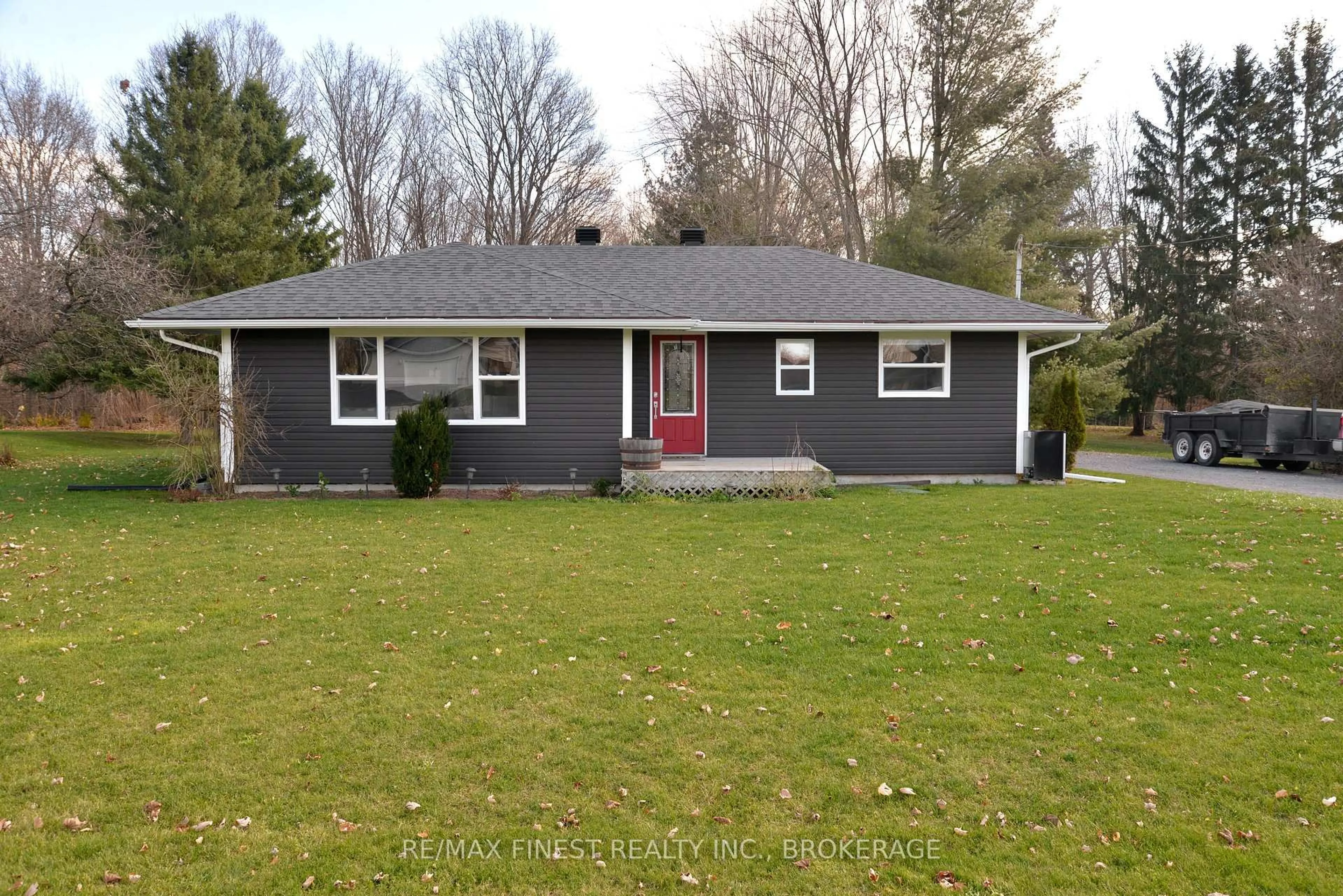 Home with vinyl exterior material, street for 3616 Perth Rd, Inverary Ontario K0H 1X0