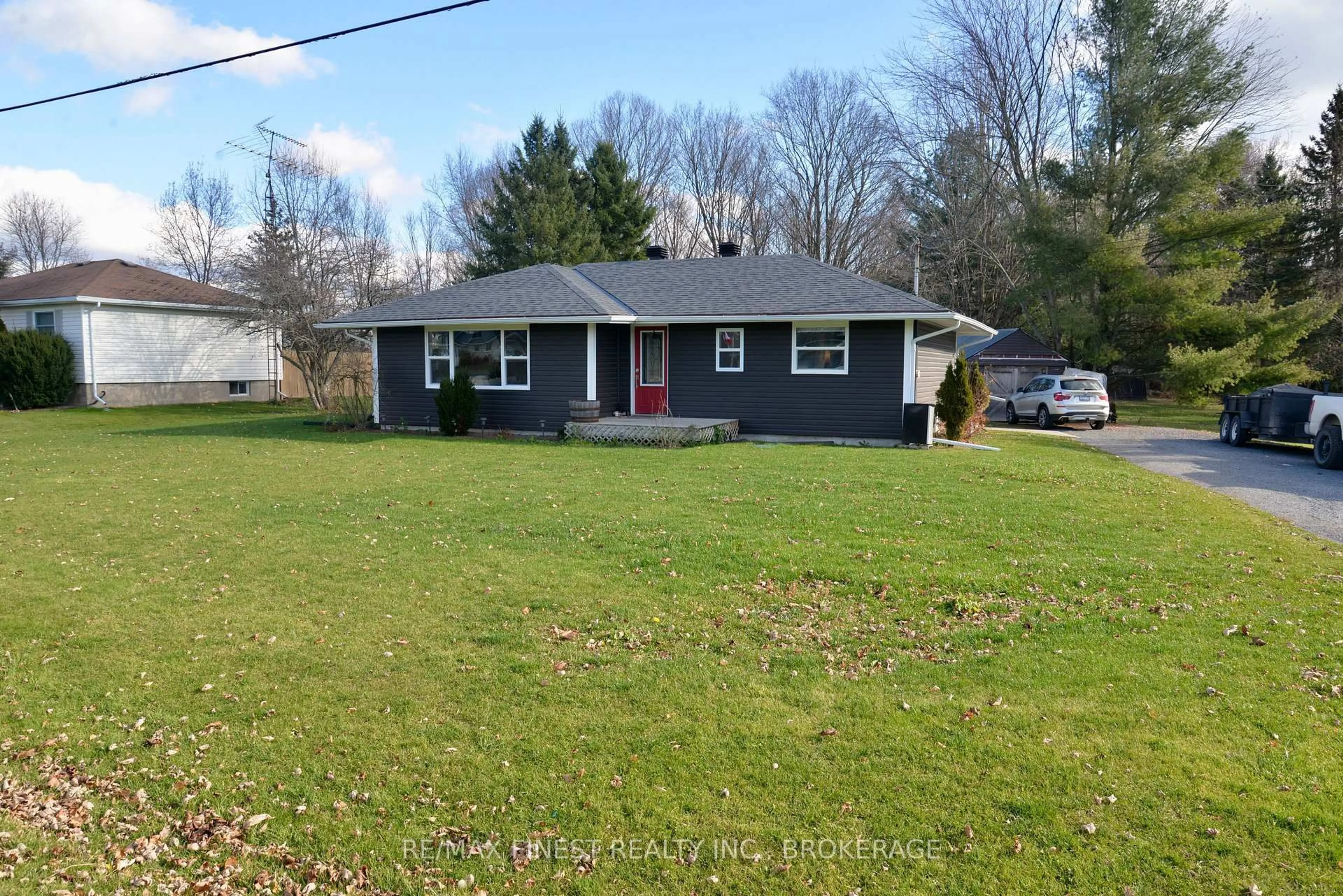 A pic from outside/outdoor area/front of a property/back of a property/a pic from drone, street for 3616 Perth Rd, Inverary Ontario K0H 1X0