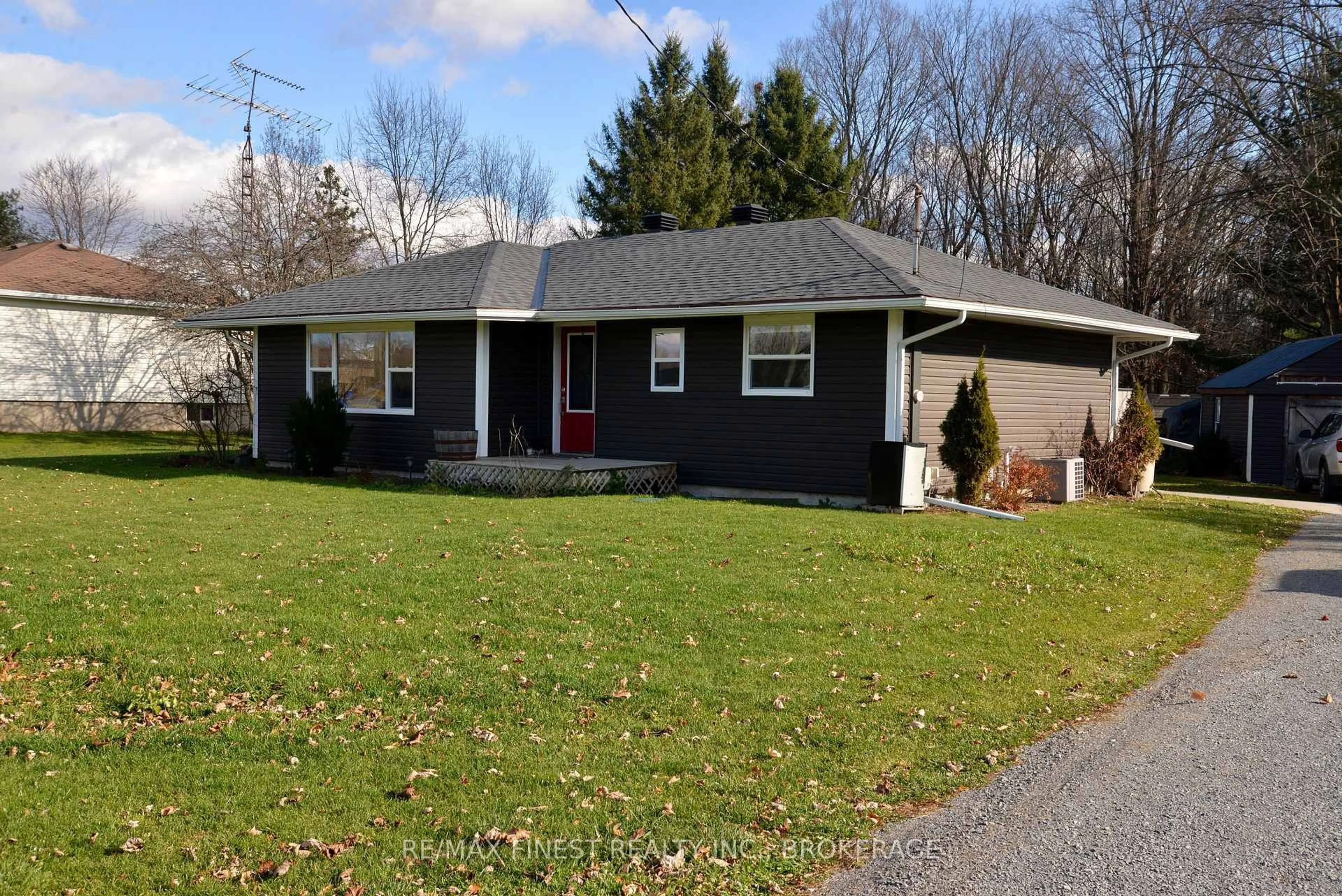 Home with vinyl exterior material, street for 3616 Perth Rd, Inverary Ontario K0H 1X0