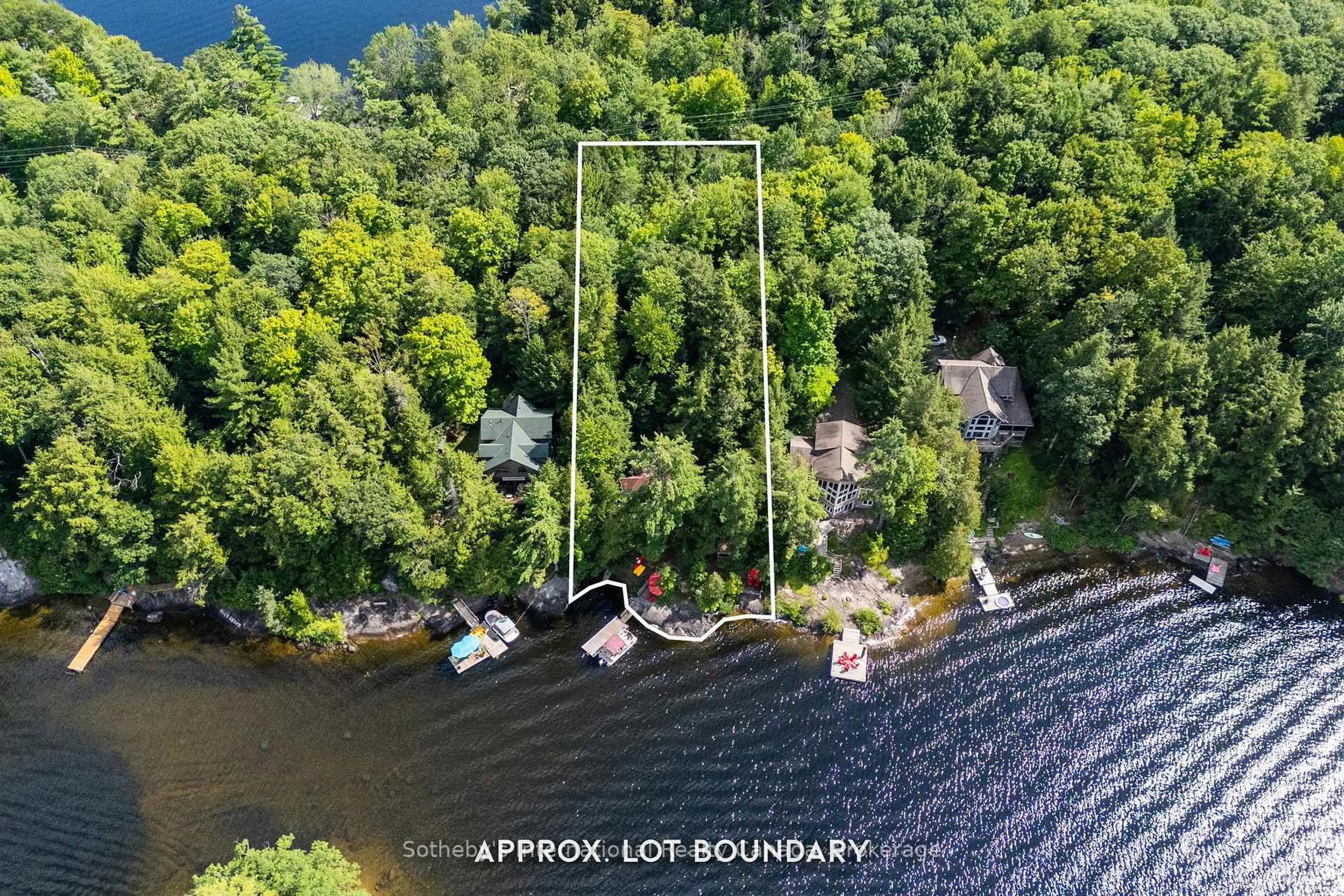 A pic from outside/outdoor area/front of a property/back of a property/a pic from drone, water/lake/river/ocean view for 1061 Hurling Point Rd, Muskoka Lakes Ontario P0C 1A0