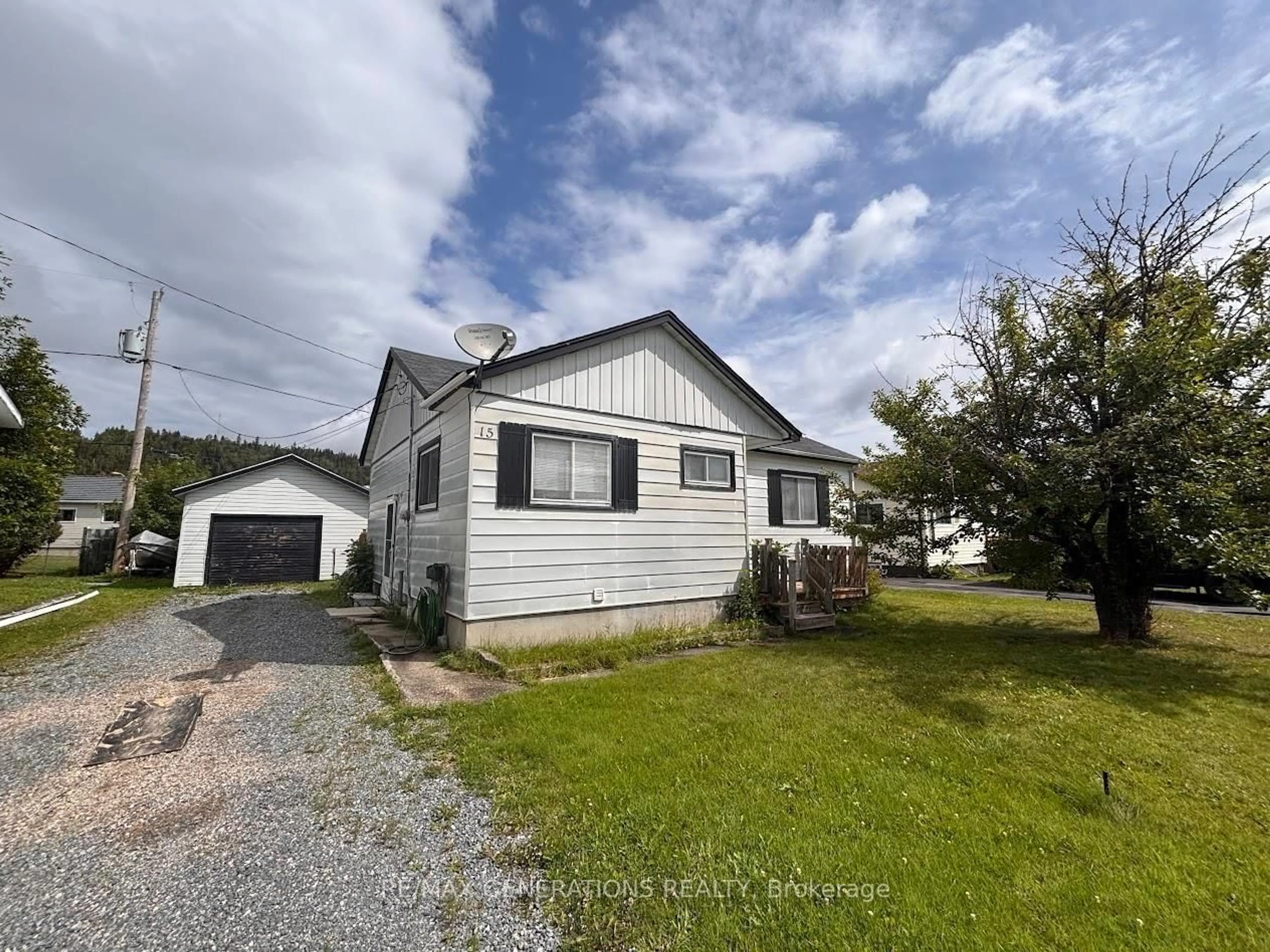 A pic from outside/outdoor area/front of a property/back of a property/a pic from drone, street for 15 Falcon Ave, Manitouwadge Ontario P0T 2C0