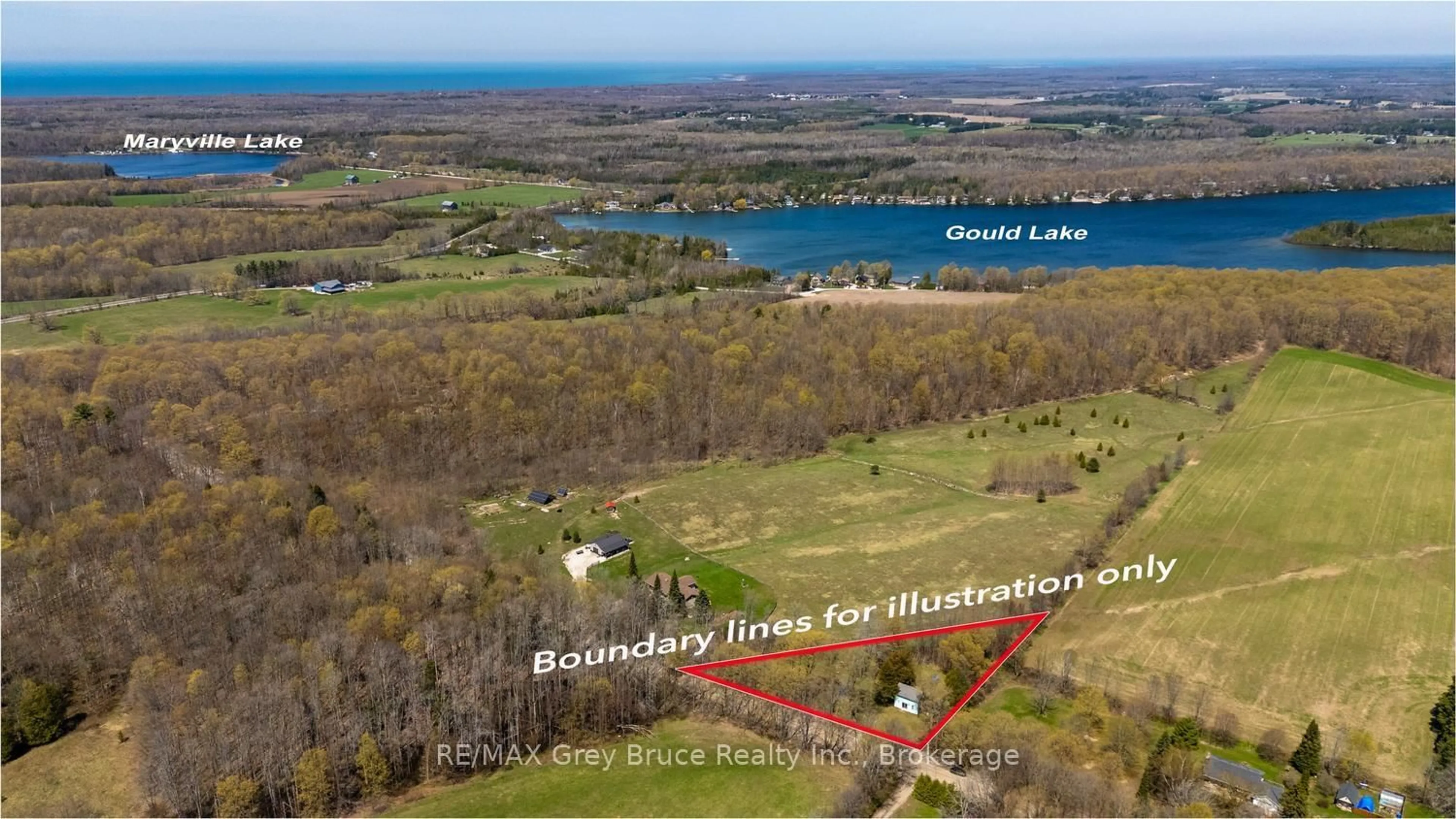 A pic from outside/outdoor area/front of a property/back of a property/a pic from drone, water/lake/river/ocean view for 130 Crooked Hill Rd, South Bruce Peninsula Ontario N0H 1A0