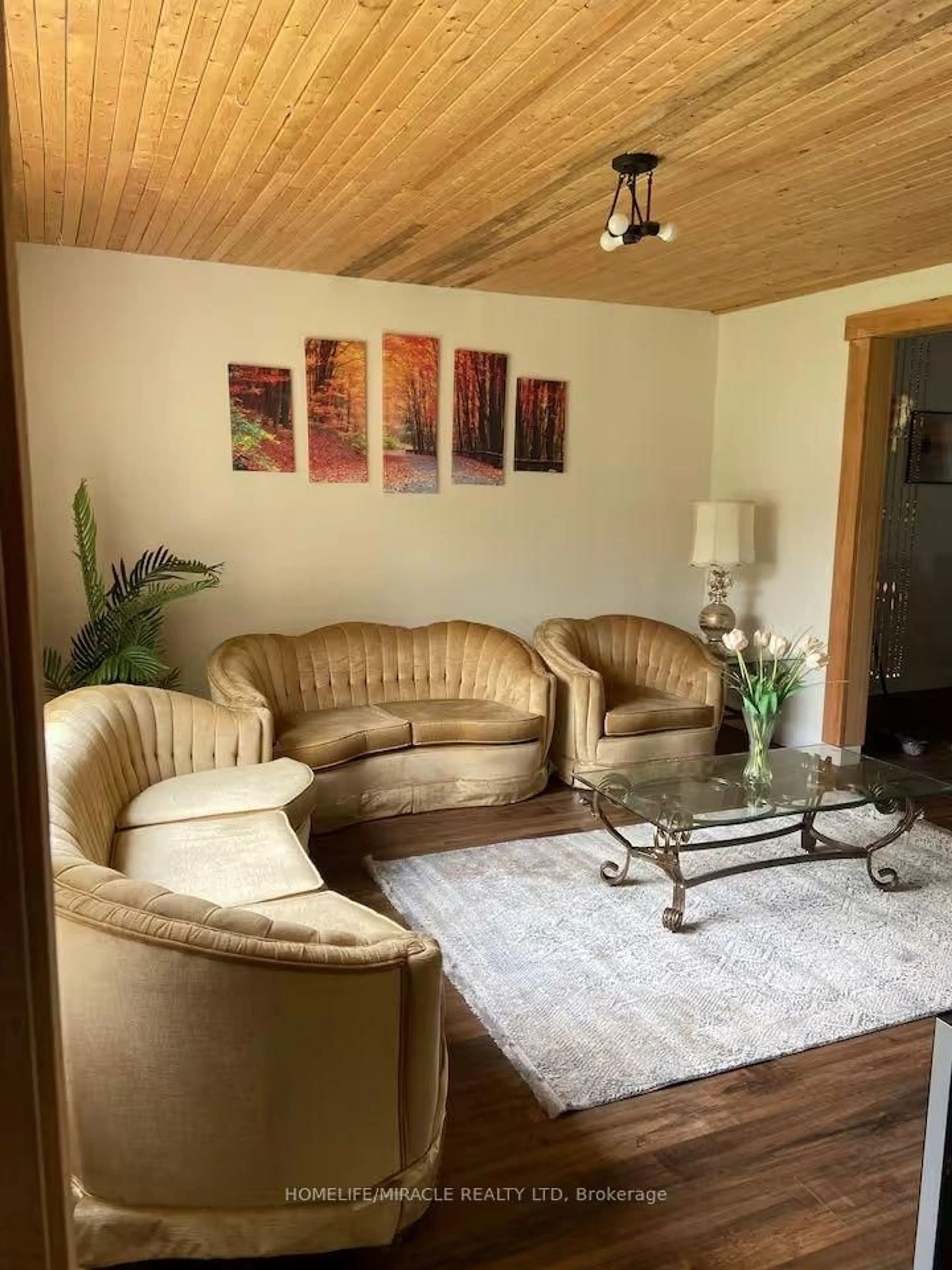 Living room with furniture, wood/laminate floor for 68 Bridge St, Bancroft Ontario K0L 1C0
