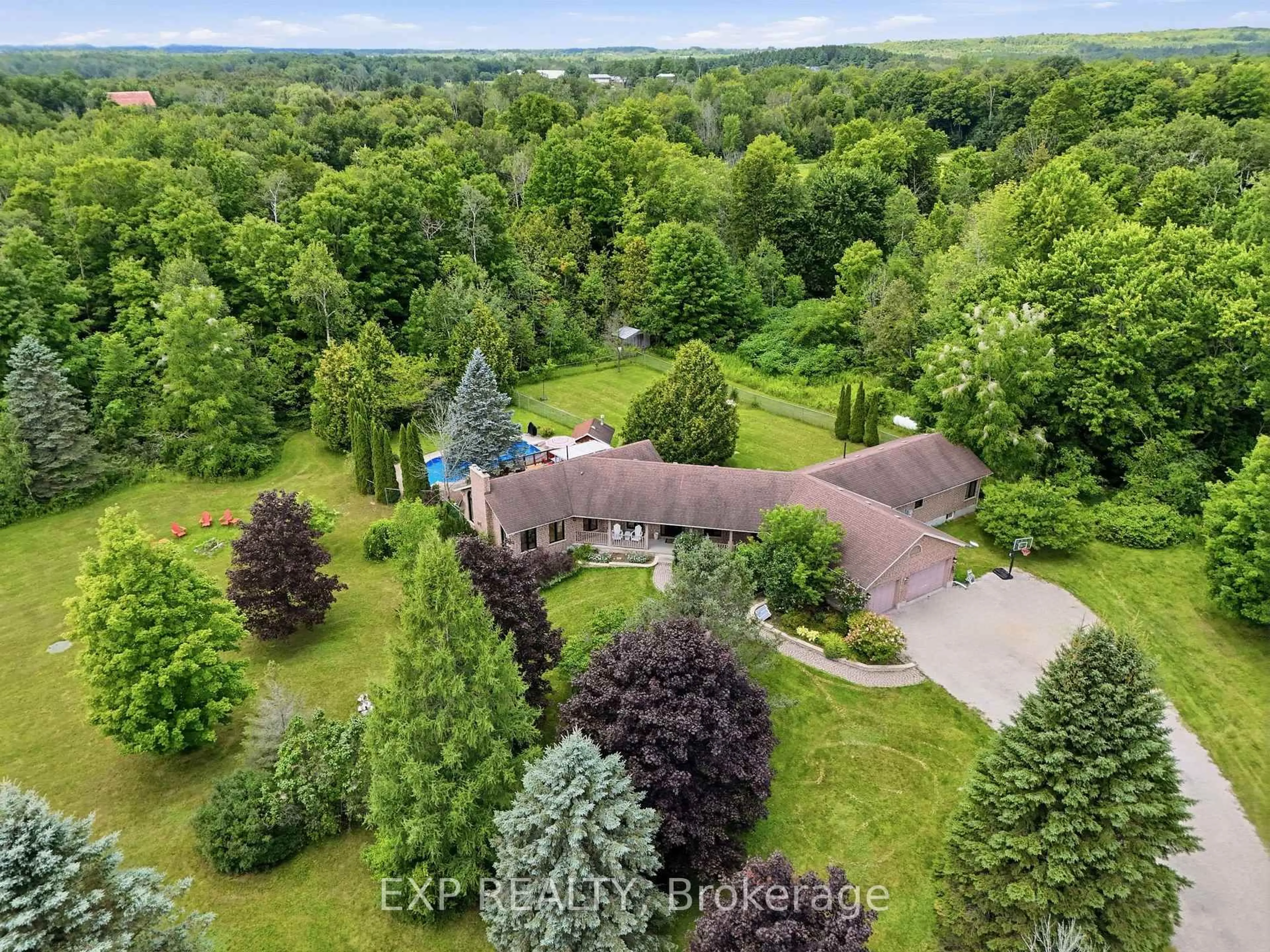 A pic from outside/outdoor area/front of a property/back of a property/a pic from drone, forest/trees view for 4178 Darkwood Rd, Puslinch Ontario L0P 1J0