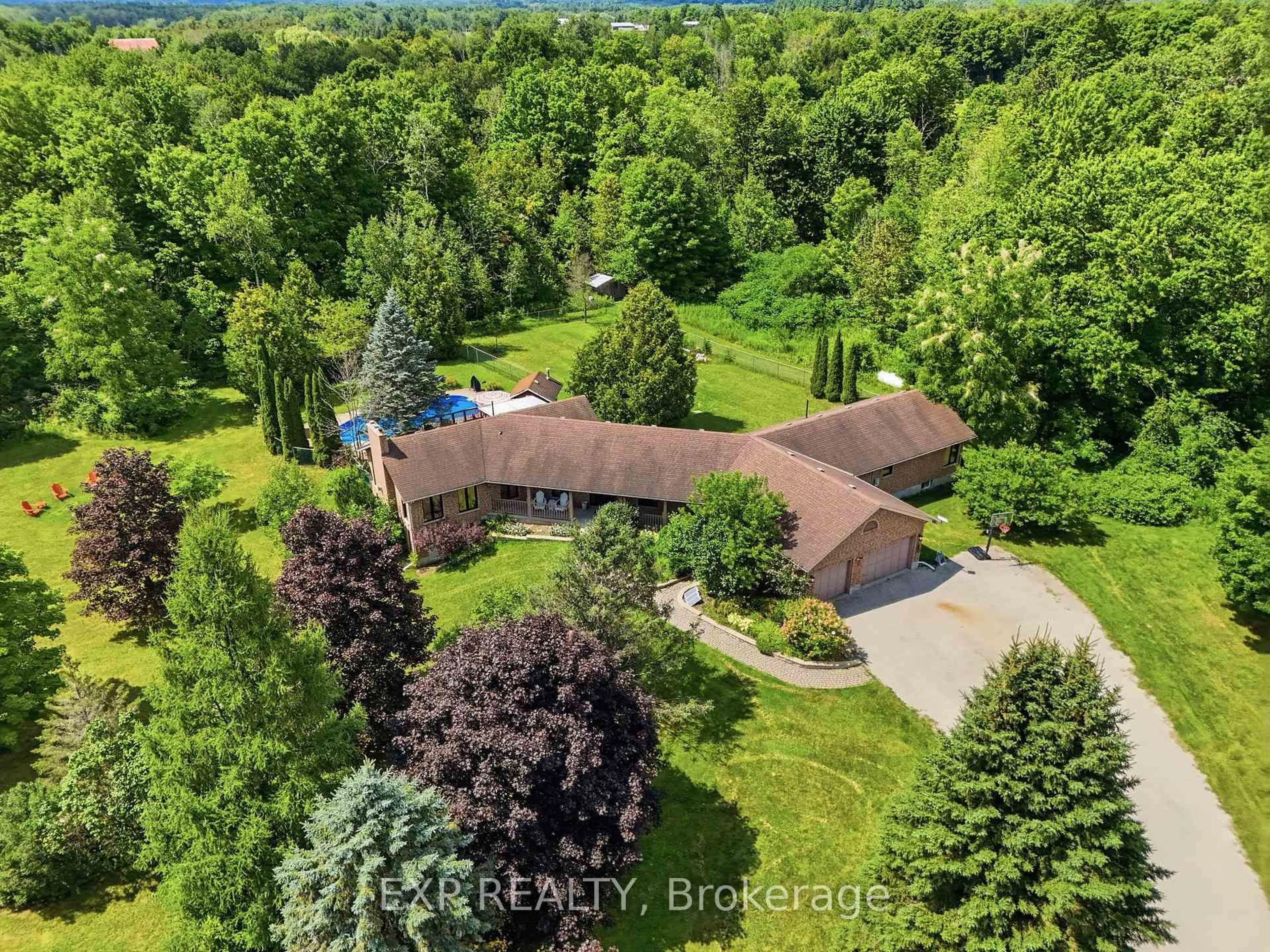 A pic from outside/outdoor area/front of a property/back of a property/a pic from drone, forest/trees view for 4178 Darkwood Rd, Puslinch Ontario L0P 1J0