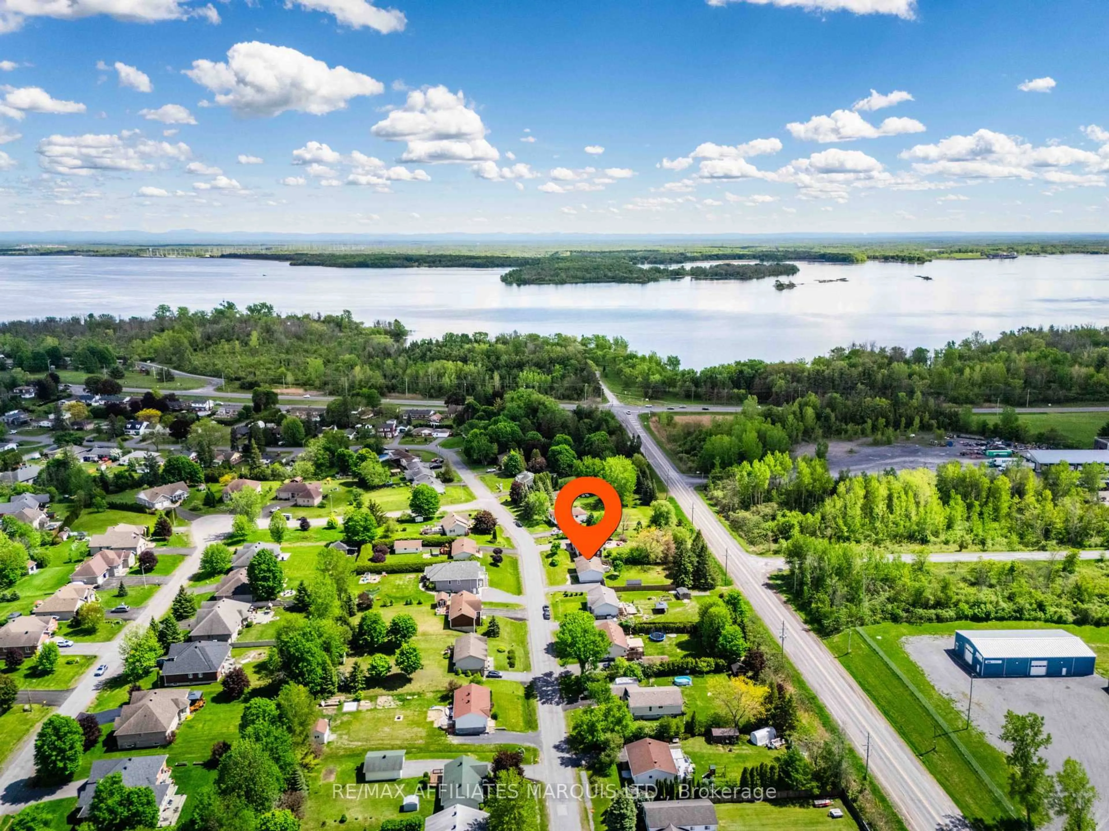 A pic from outside/outdoor area/front of a property/back of a property/a pic from drone, water/lake/river/ocean view for 74 Columbia Ave, South Stormont Ontario K0C 1P0