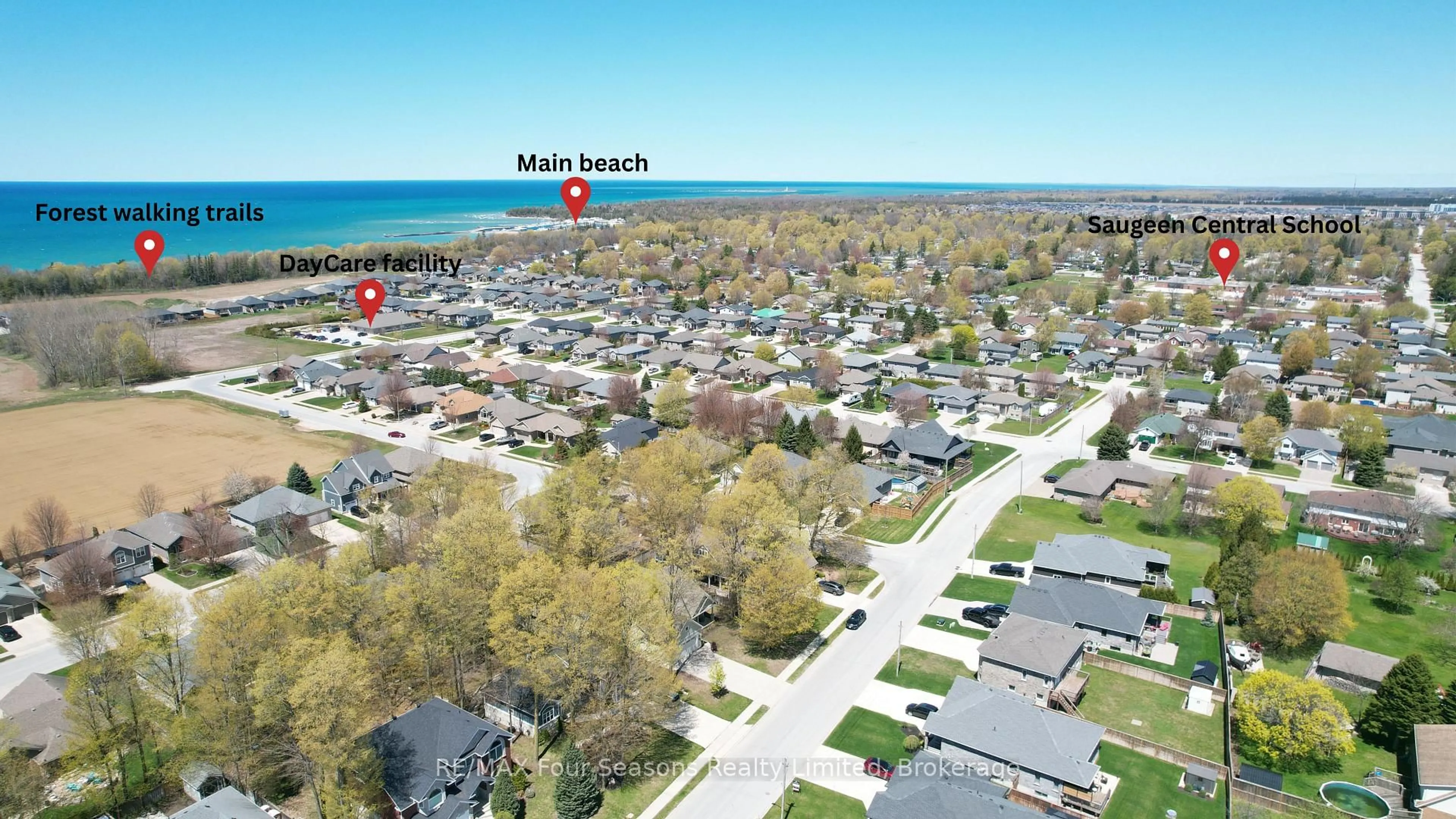 A pic from outside/outdoor area/front of a property/back of a property/a pic from drone, water/lake/river/ocean view for 325 Gingrich Cres, Saugeen Shores Ontario N0H 2C1