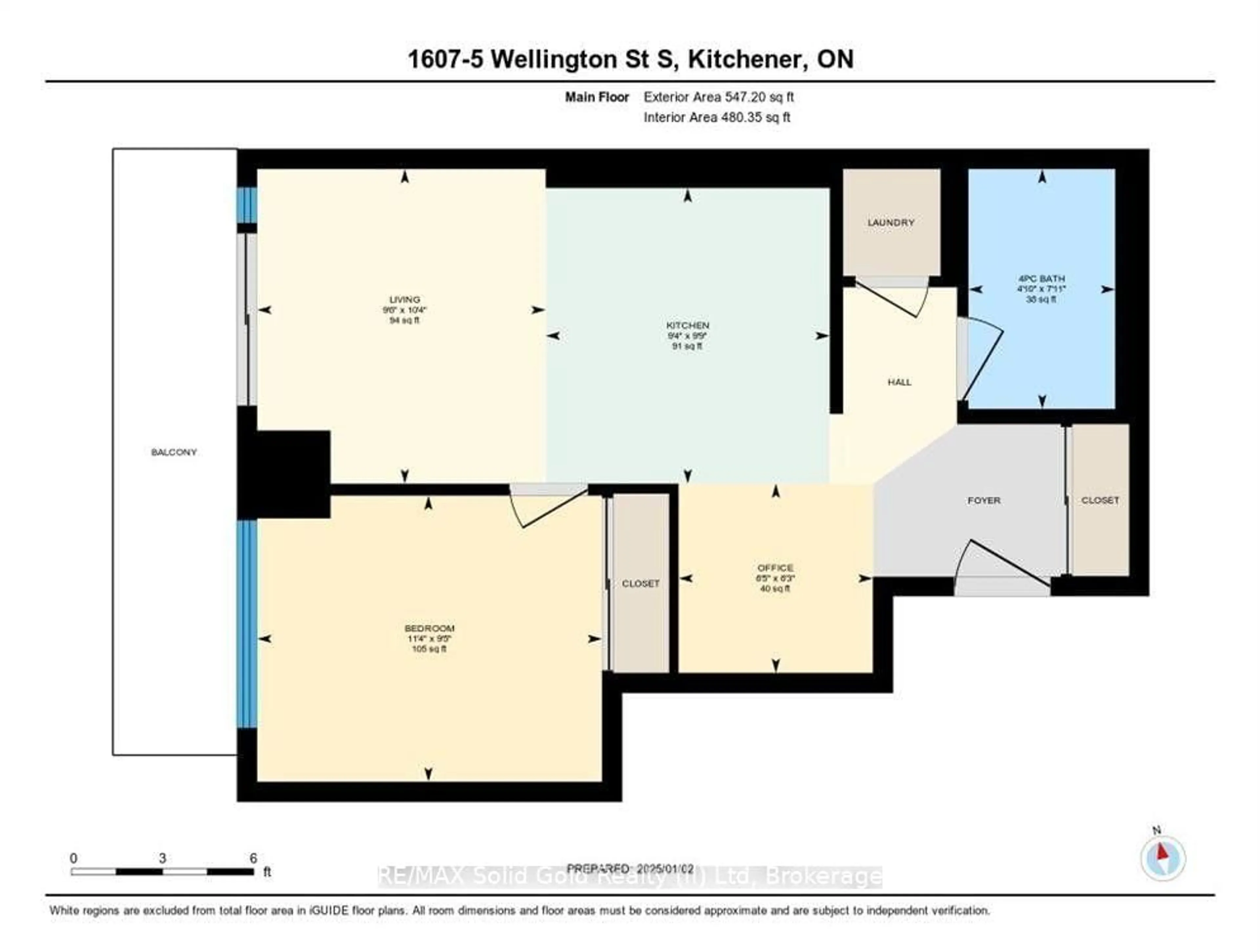 Floor plan for 5 WELLINGTON St #1607, Kitchener Ontario N0G 0E3