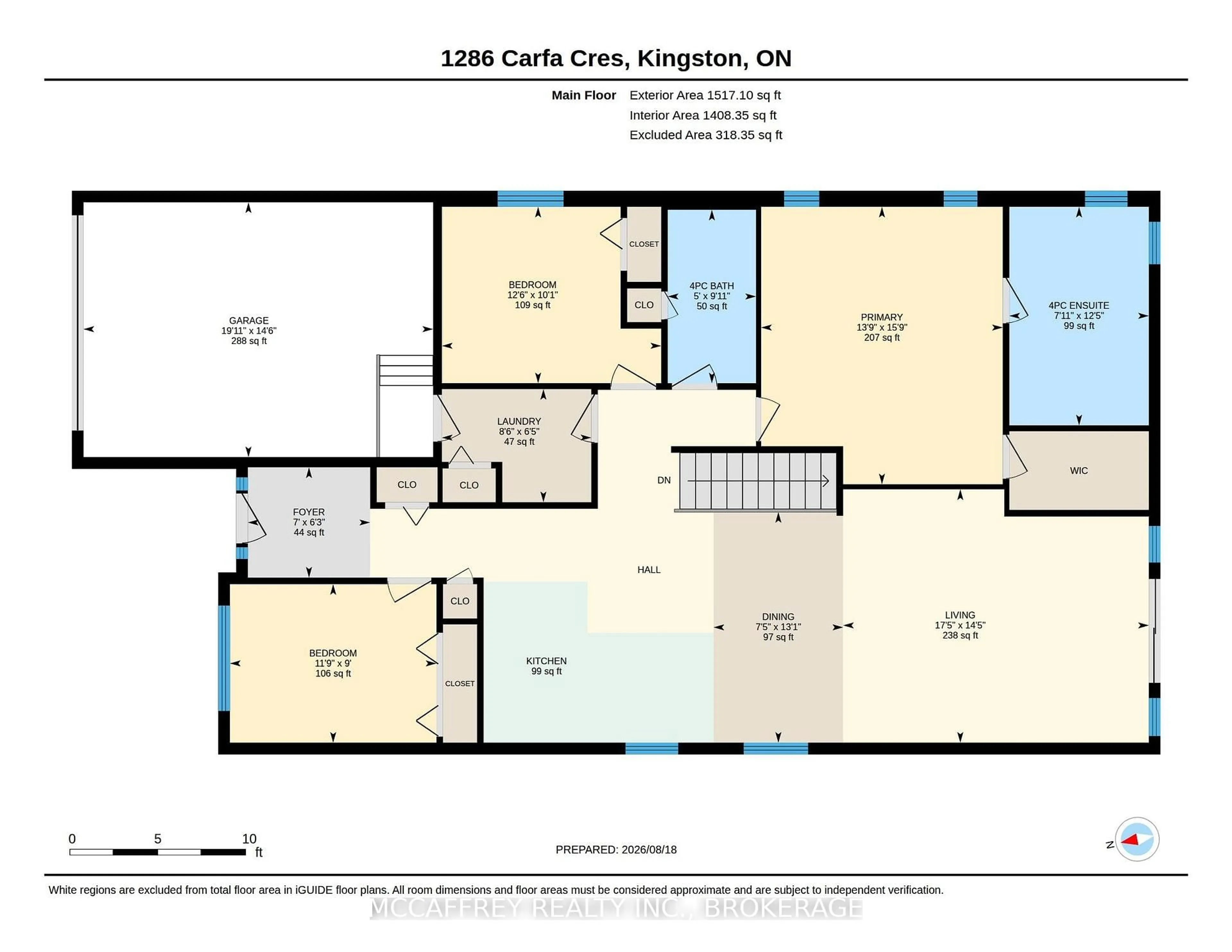 Floor plan for 1286 Carfa Cres, Kingston Ontario K7P 0M8