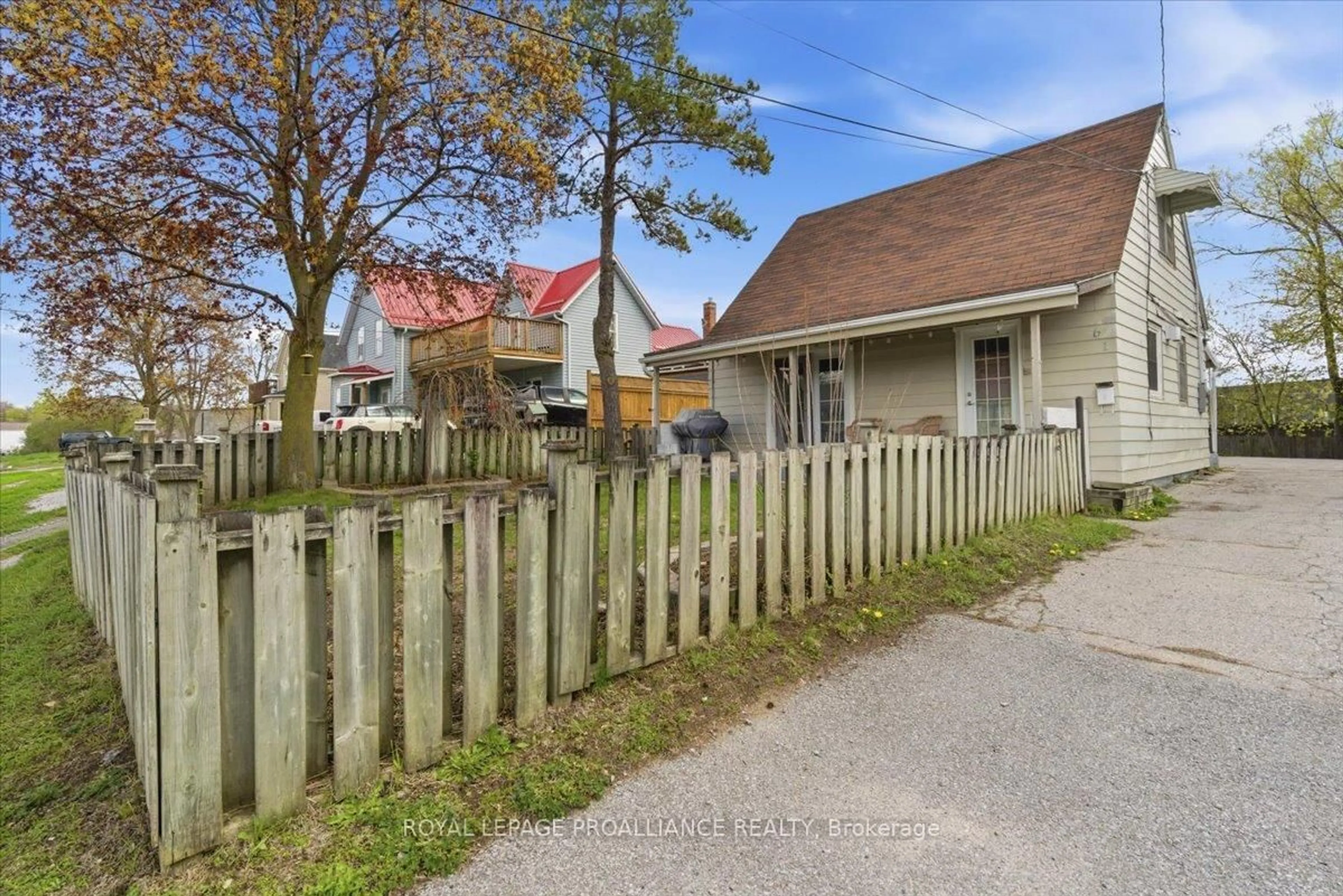 A pic from outside/outdoor area/front of a property/back of a property/a pic from drone, street for 61 Delaney St, Quinte West Ontario K8V 4L7