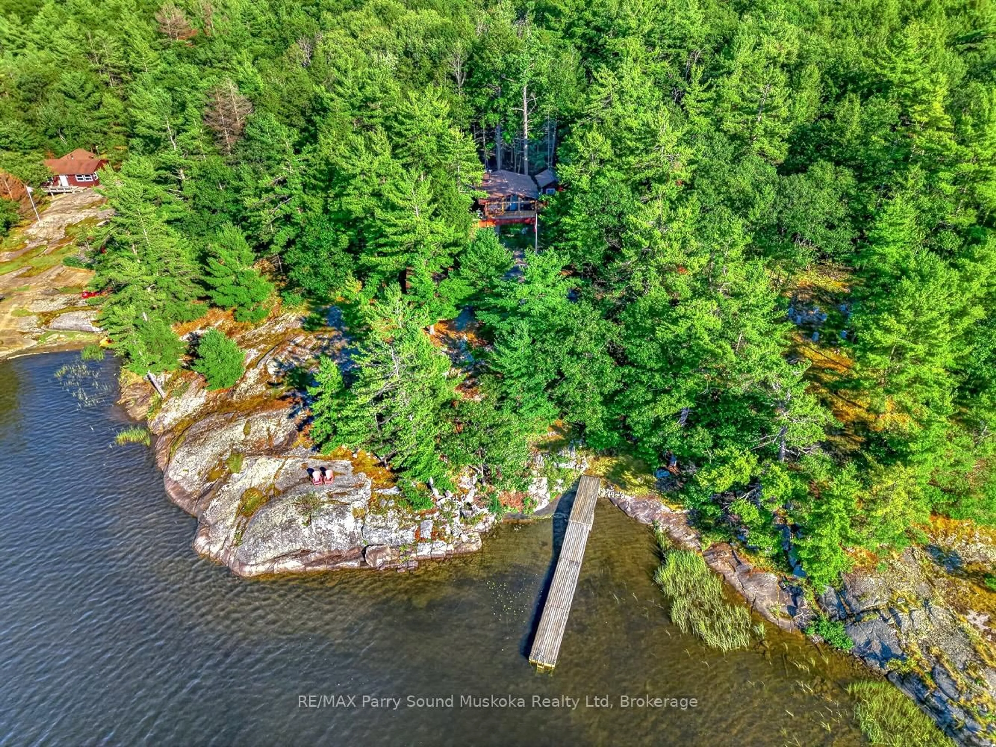 A pic from outside/outdoor area/front of a property/back of a property/a pic from drone, water/lake/river/ocean view for 456 Georgian Bay Water, The Archipelago Ontario P0C 1H0
