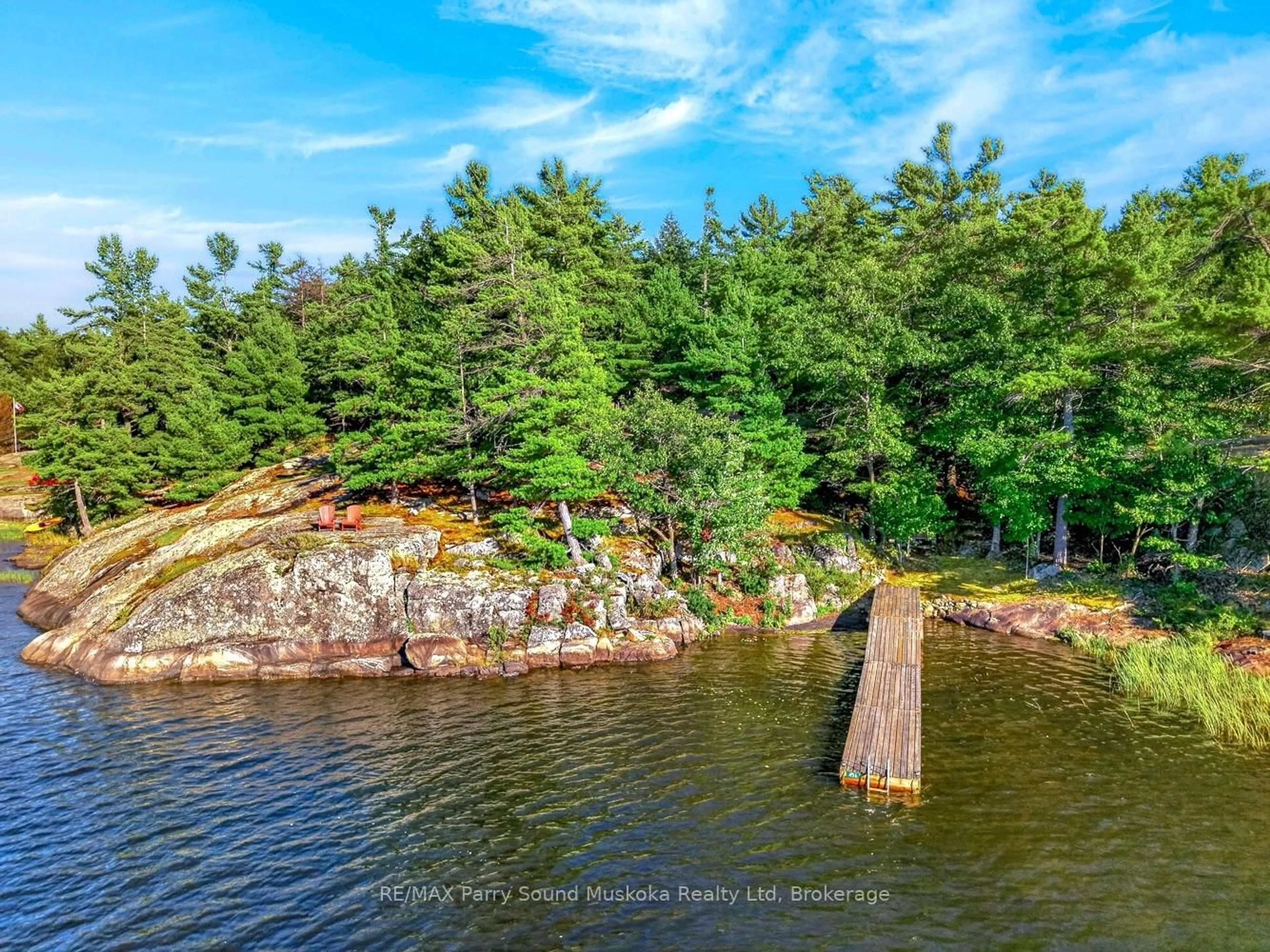 A pic from outside/outdoor area/front of a property/back of a property/a pic from drone, water/lake/river/ocean view for 456 Georgian Bay Water, The Archipelago Ontario P0C 1H0
