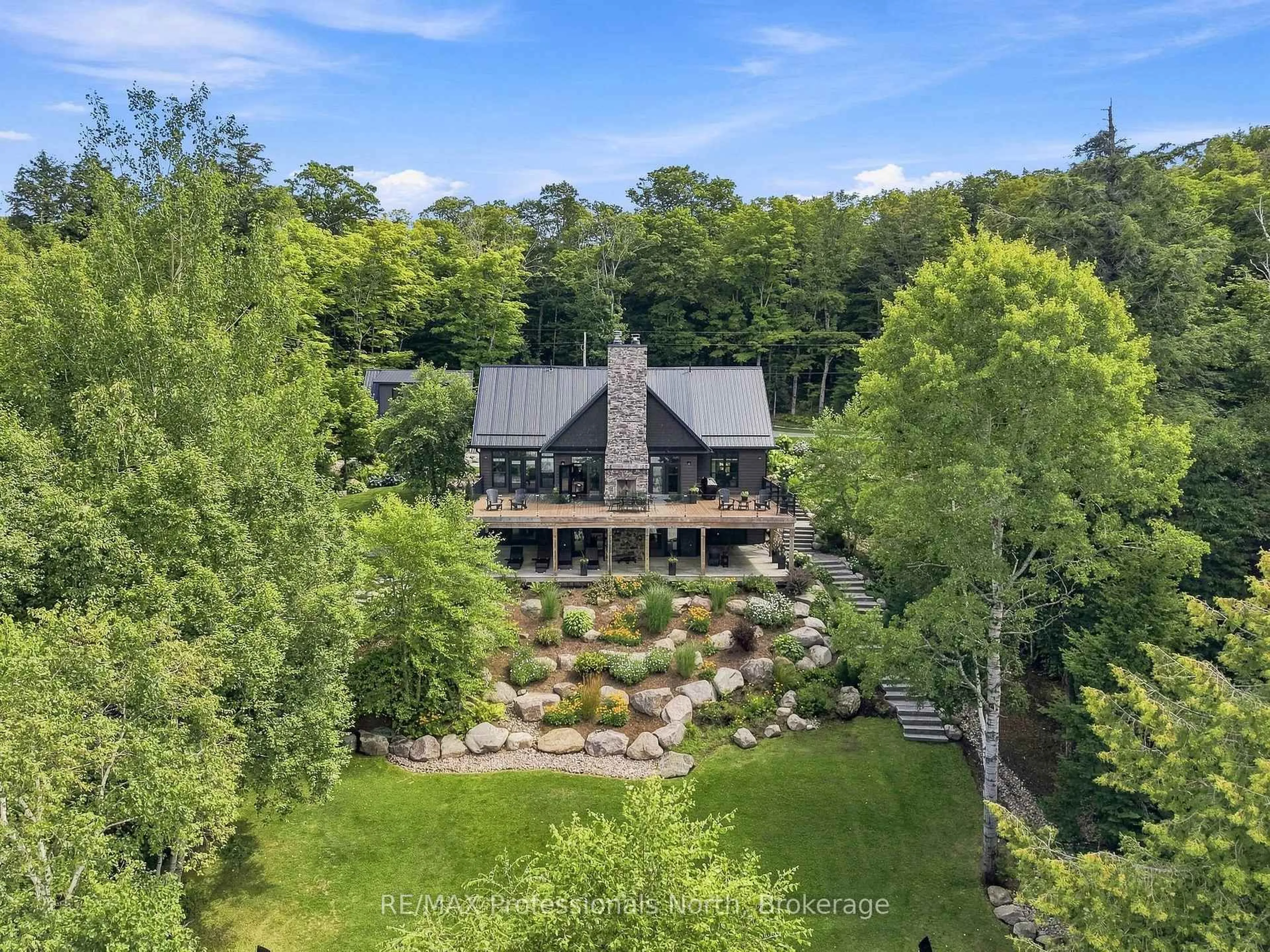 A pic from outside/outdoor area/front of a property/back of a property/a pic from drone, water/lake/river/ocean view for 1126A S Lake Bernard Rd, Strong Ontario P0A 1Z0