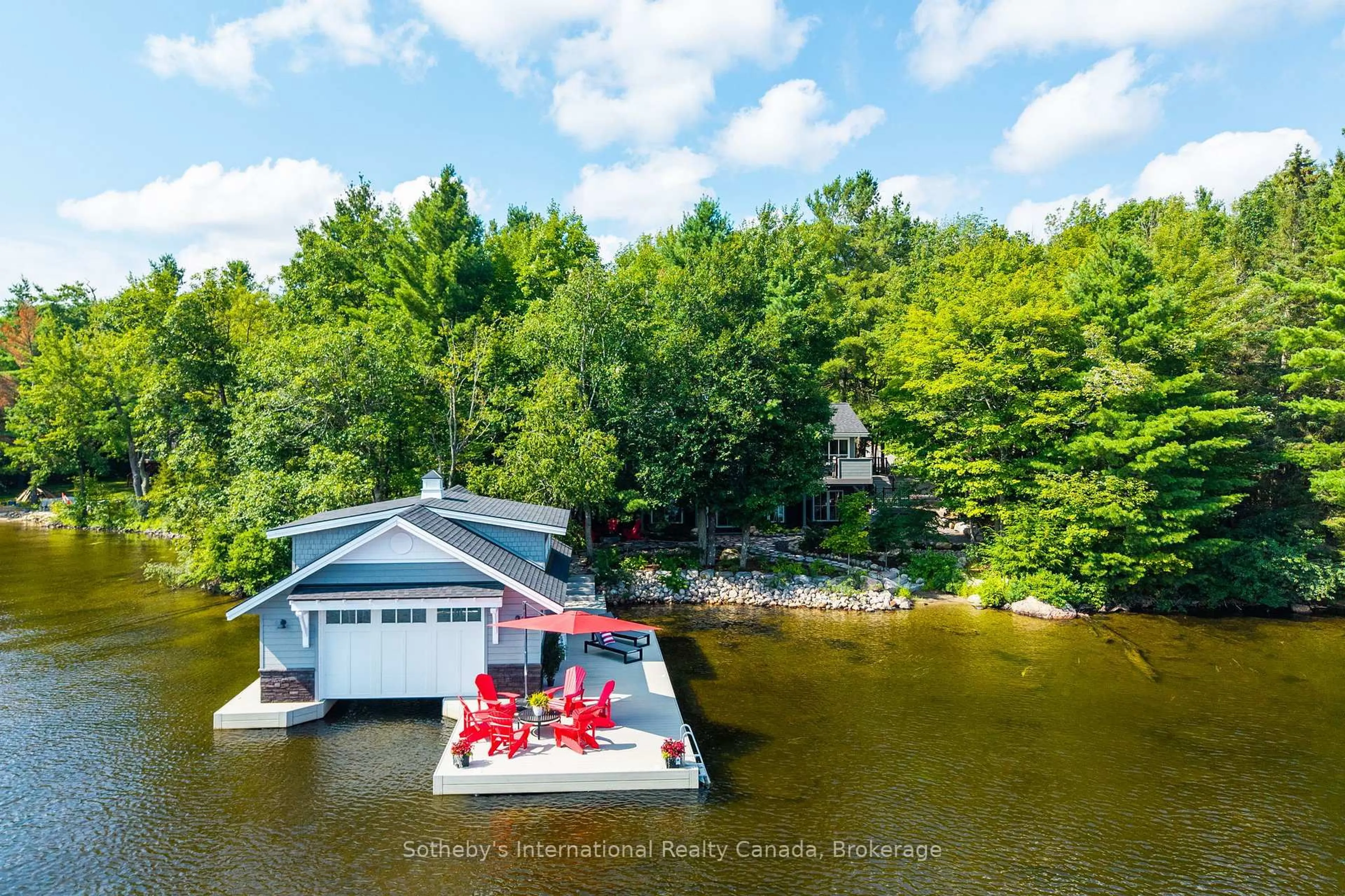 A pic from outside/outdoor area/front of a property/back of a property/a pic from drone, water/lake/river/ocean view for 3646 Muskoka Rd 169 Rd #Unit 12, Muskoka Lakes Ontario P0C 1A0