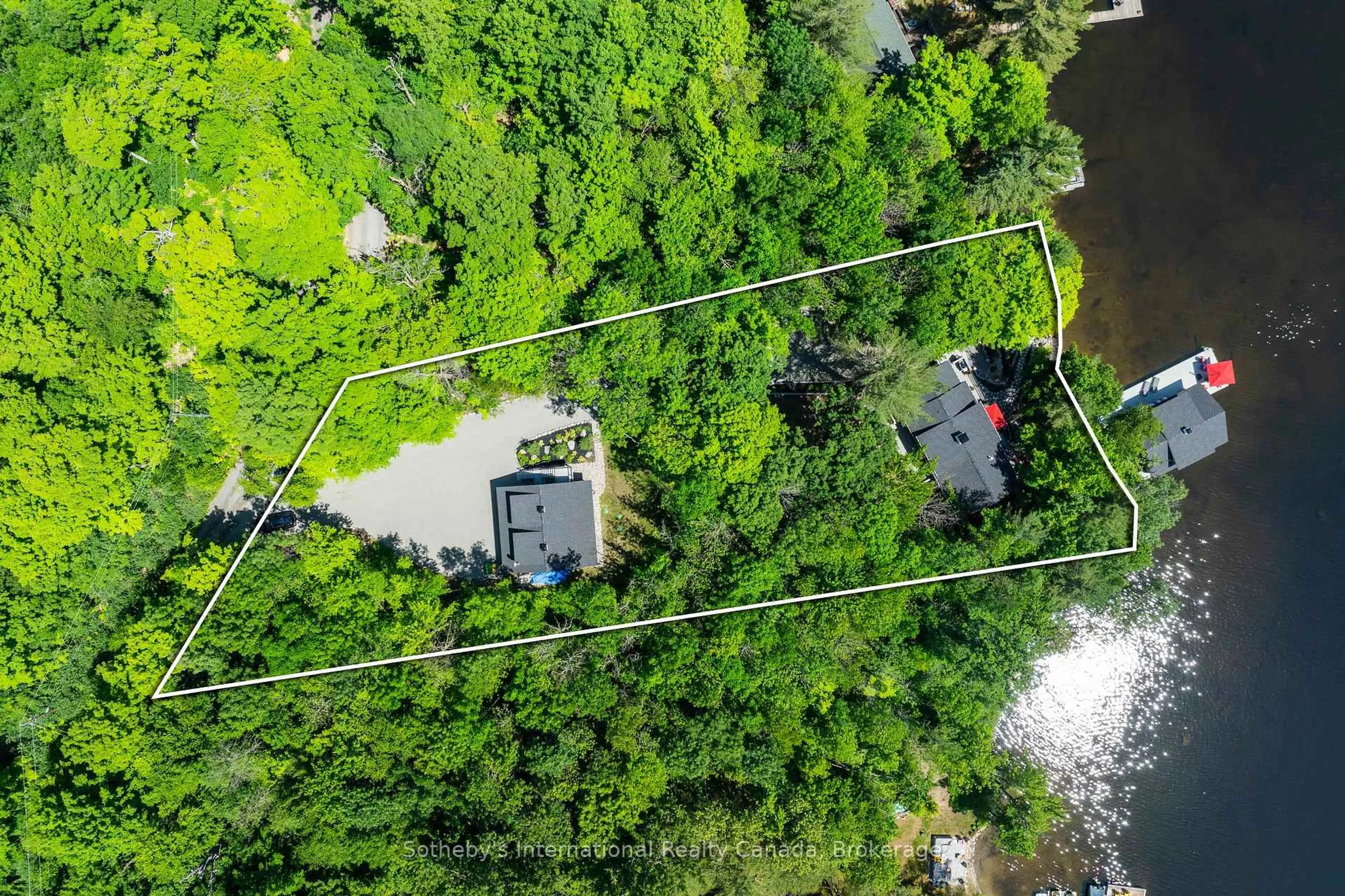 A pic from outside/outdoor area/front of a property/back of a property/a pic from drone, water/lake/river/ocean view for 3646 Muskoka Rd 169 Rd #Unit 12, Muskoka Lakes Ontario P0C 1A0