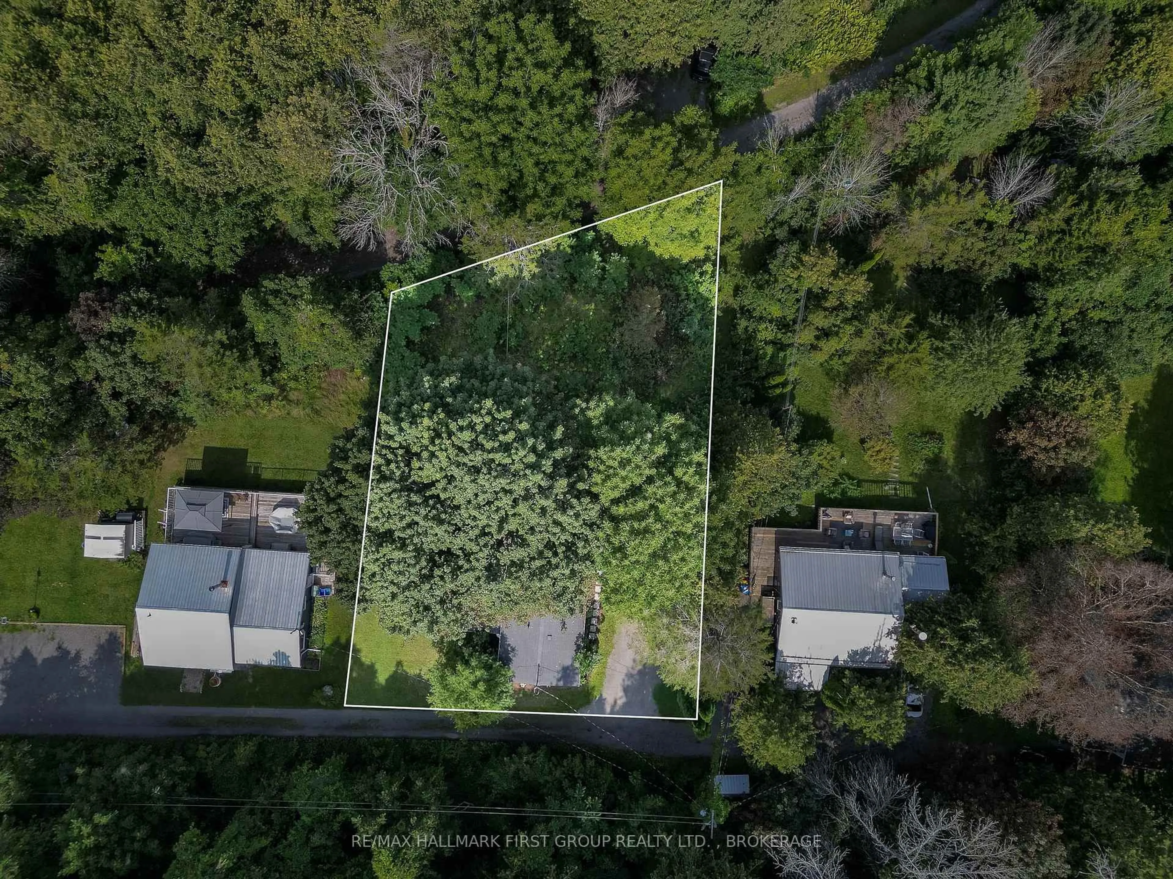 A pic from outside/outdoor area/front of a property/back of a property/a pic from drone, forest/trees view for 19 Pc Lane, Prince Edward County Ontario K0K 2T0