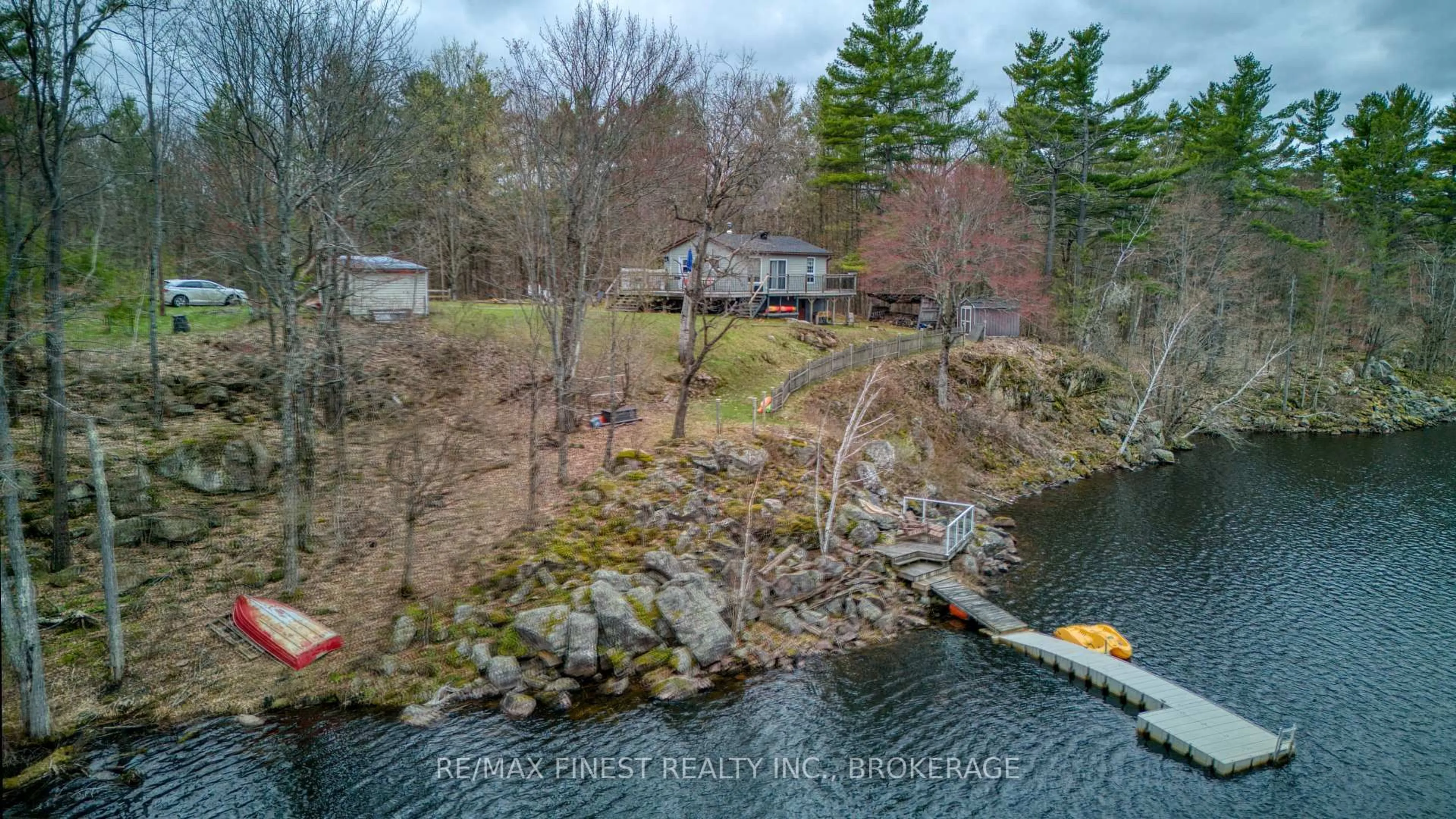 A pic from outside/outdoor area/front of a property/back of a property/a pic from drone, water/lake/river/ocean view for 59 Oak Haven Lane, Tichborne Ontario K0H 2V0