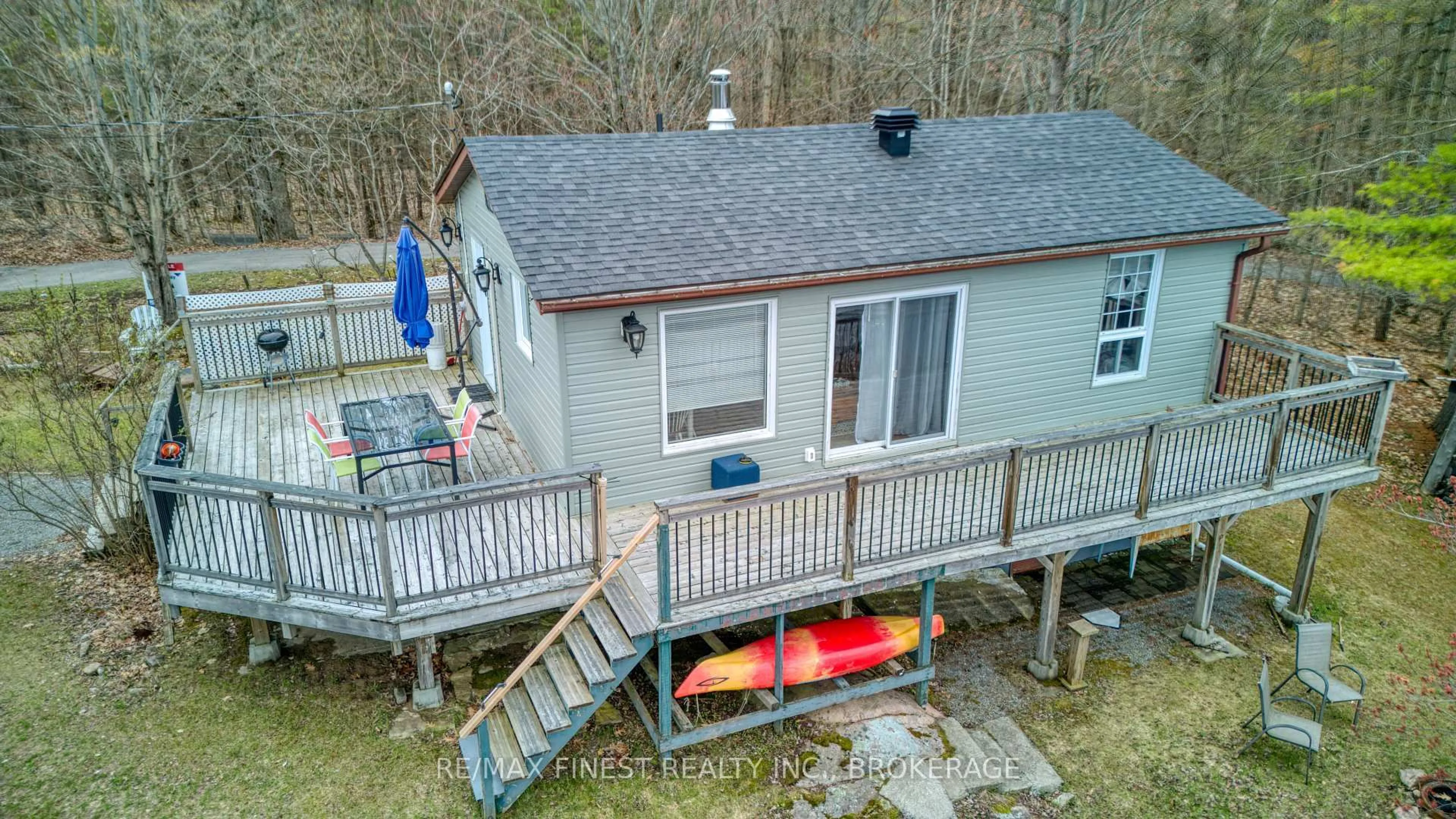 A pic from outside/outdoor area/front of a property/back of a property/a pic from drone, water/lake/river/ocean view for 59 Oak Haven Lane, Tichborne Ontario K0H 2V0