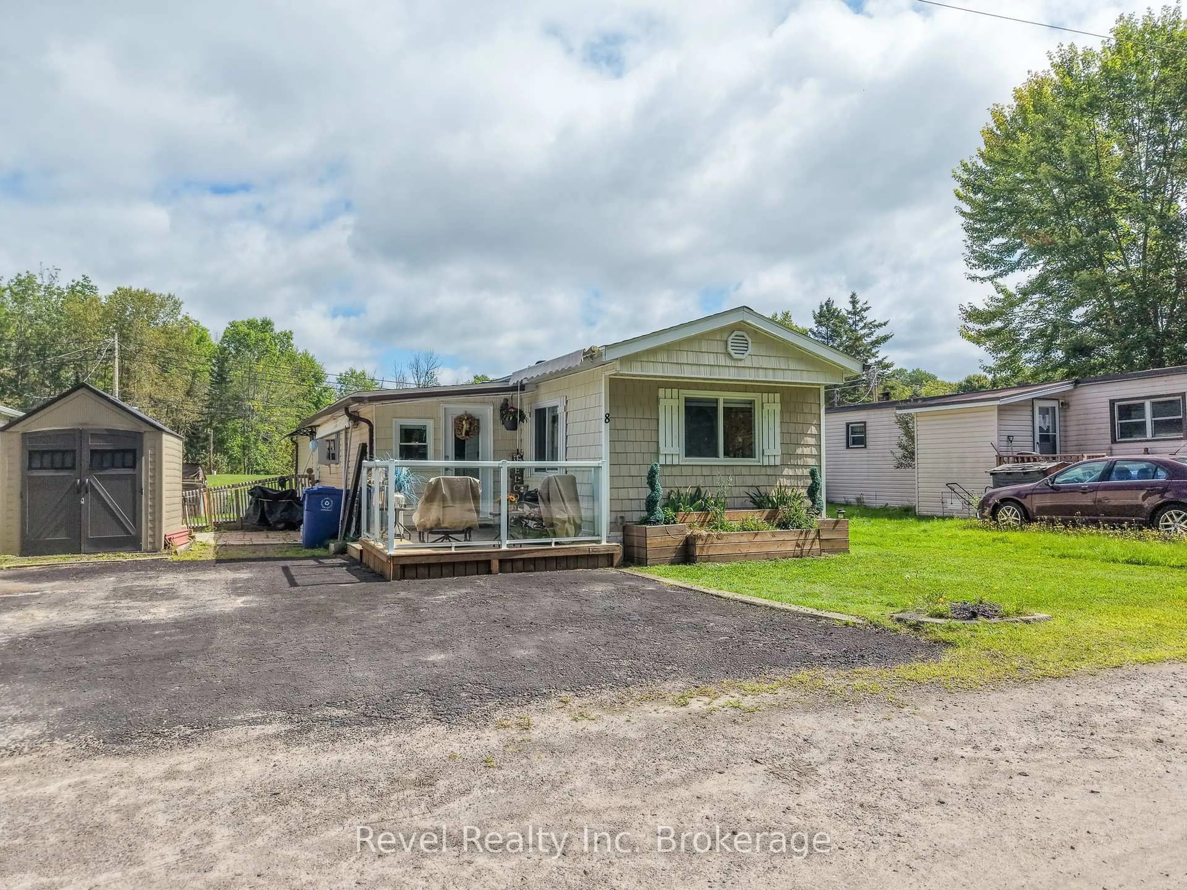 A pic from outside/outdoor area/front of a property/back of a property/a pic from drone, water/lake/river/ocean view for 395 Riverbend Rd #8, North Bay Ontario P1B 8Z4