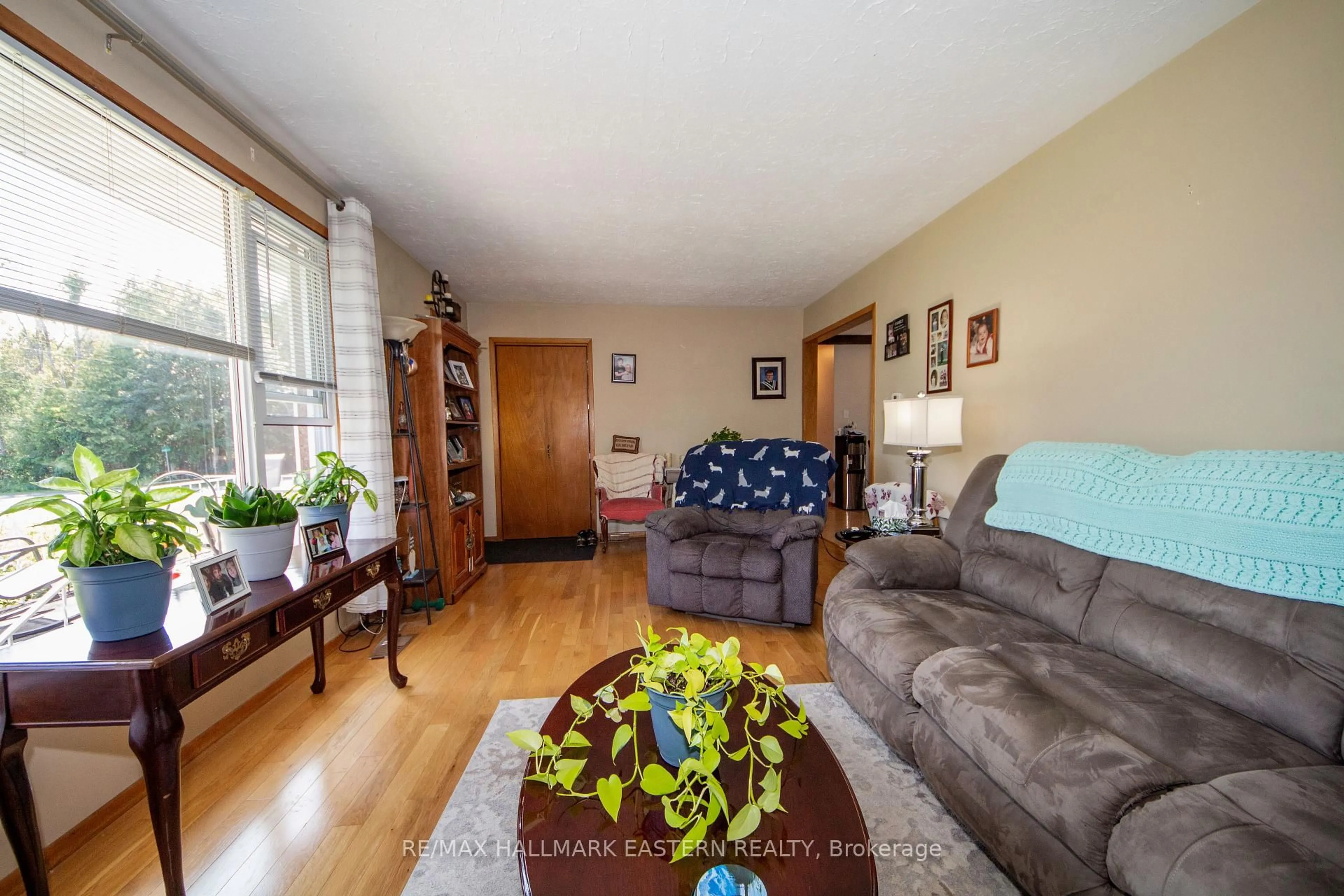 Living room with furniture, wood/laminate floor for 796 Maple Dr, Selwyn Ontario K0L 1T0