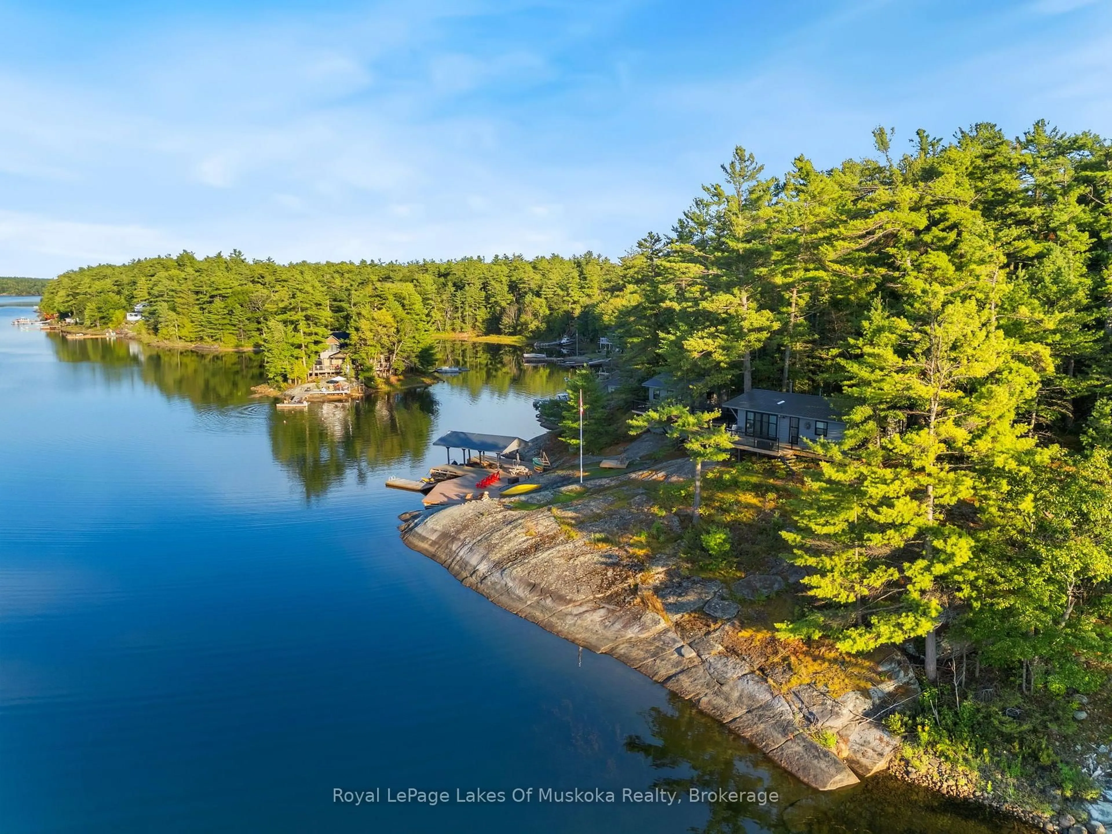 A pic from outside/outdoor area/front of a property/back of a property/a pic from drone, water/lake/river/ocean view for 3102 Twelve Mile Bay Rd, Georgian Bay Ontario P0C 1H0