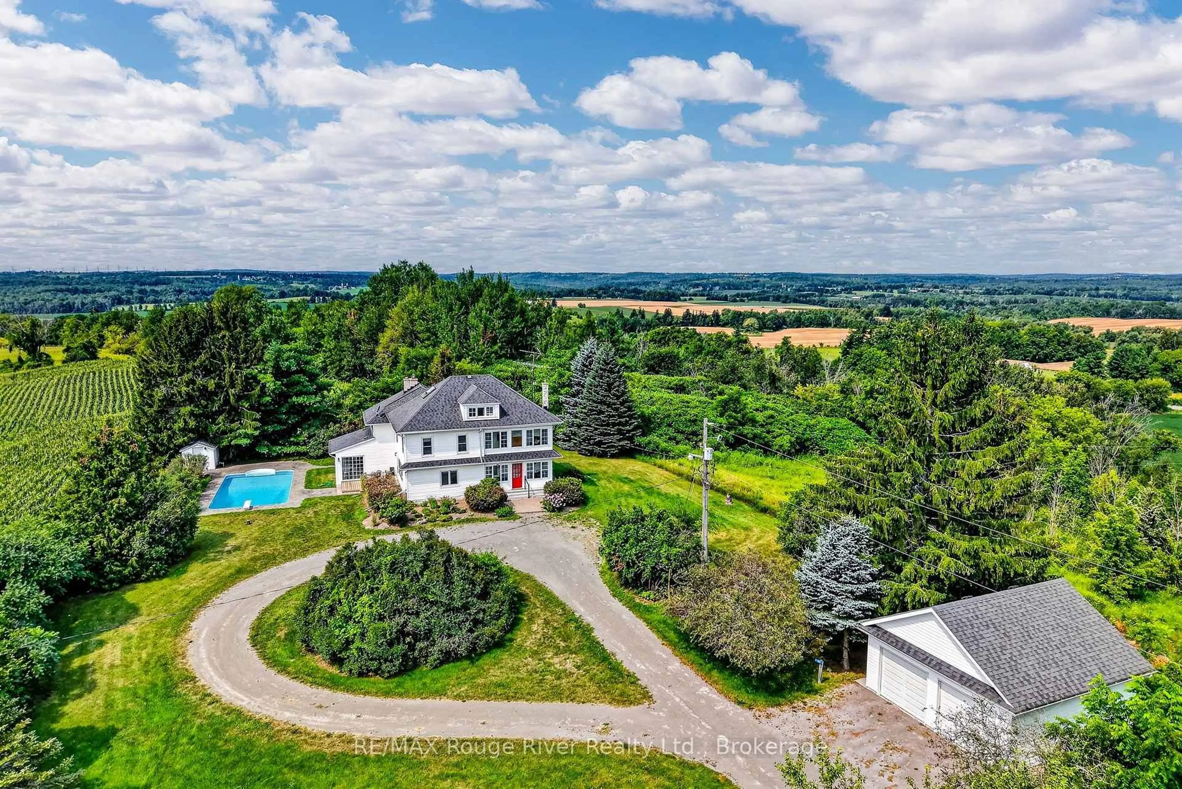 A pic from outside/outdoor area/front of a property/back of a property/a pic from drone, water/lake/river/ocean view for 101 Hardy Lane, Cramahe Ontario K0K 1M0