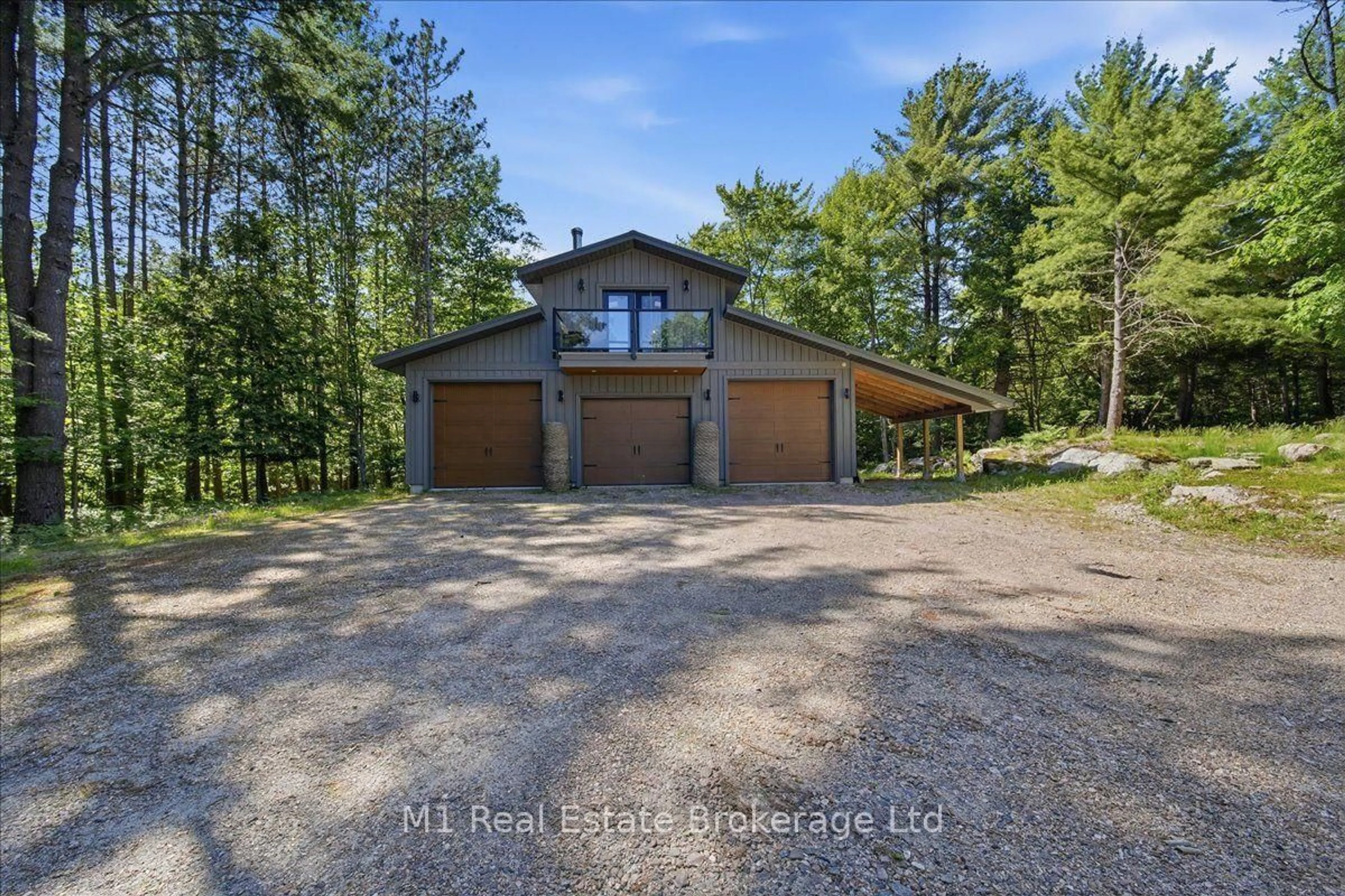 A pic from outside/outdoor area/front of a property/back of a property/a pic from drone, unknown for 15 George Hunt Memorial Dr, McDougall Ontario P2A 2W9