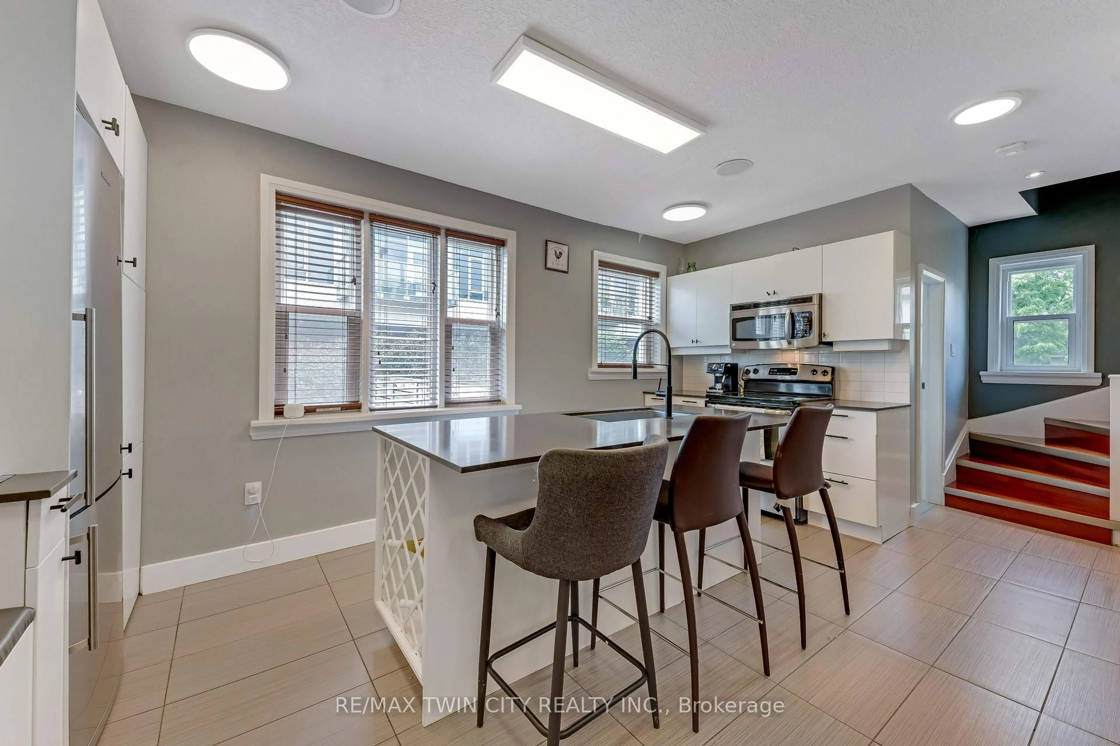 Open concept kitchen, ceramic/tile floor for 57 Peppler St, Waterloo Ontario N2J 3C7
