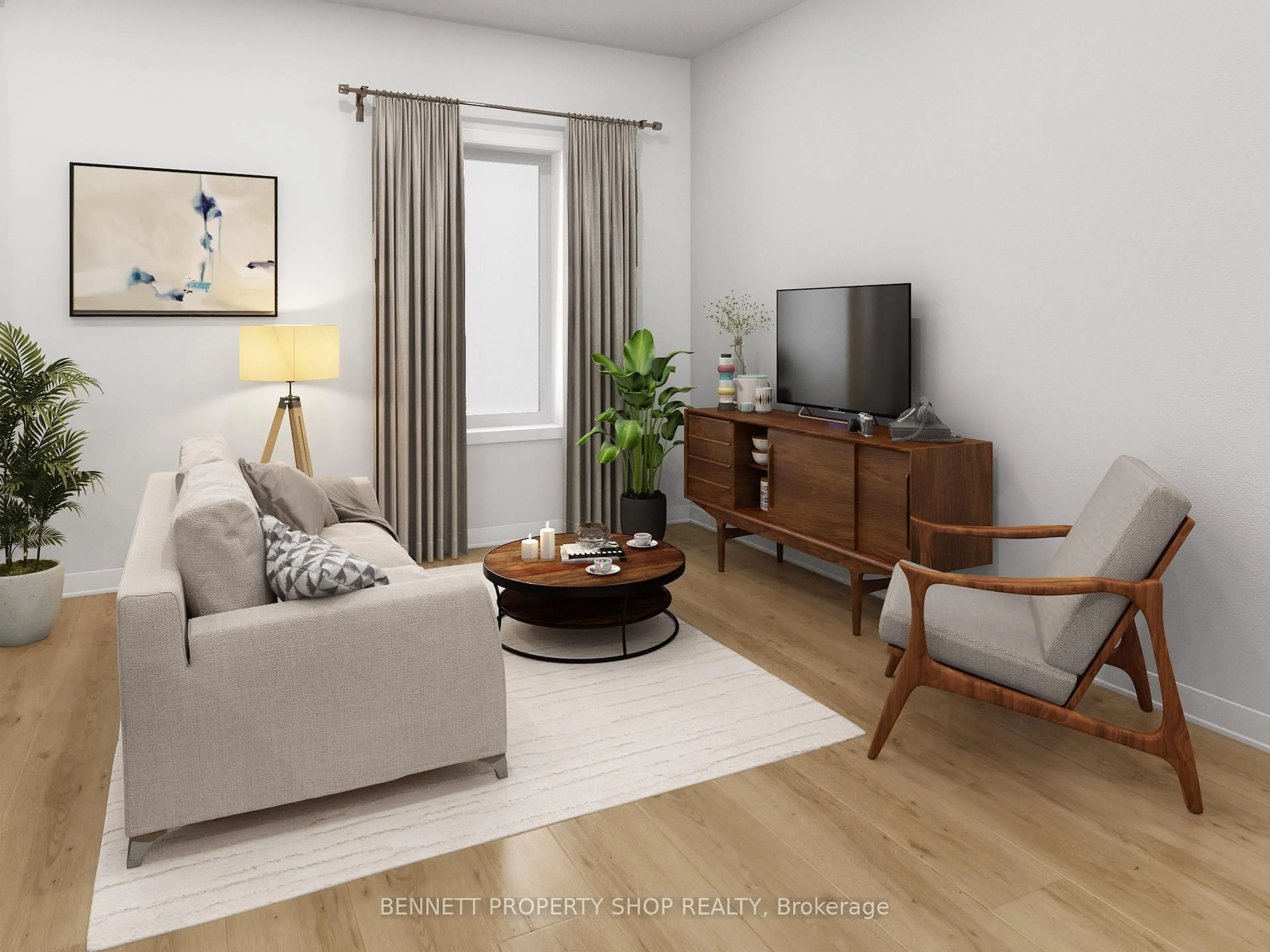 Living room with furniture, wood/laminate floor for 117 Rosalie Rdge, Ottawa Ontario K1W 1G1