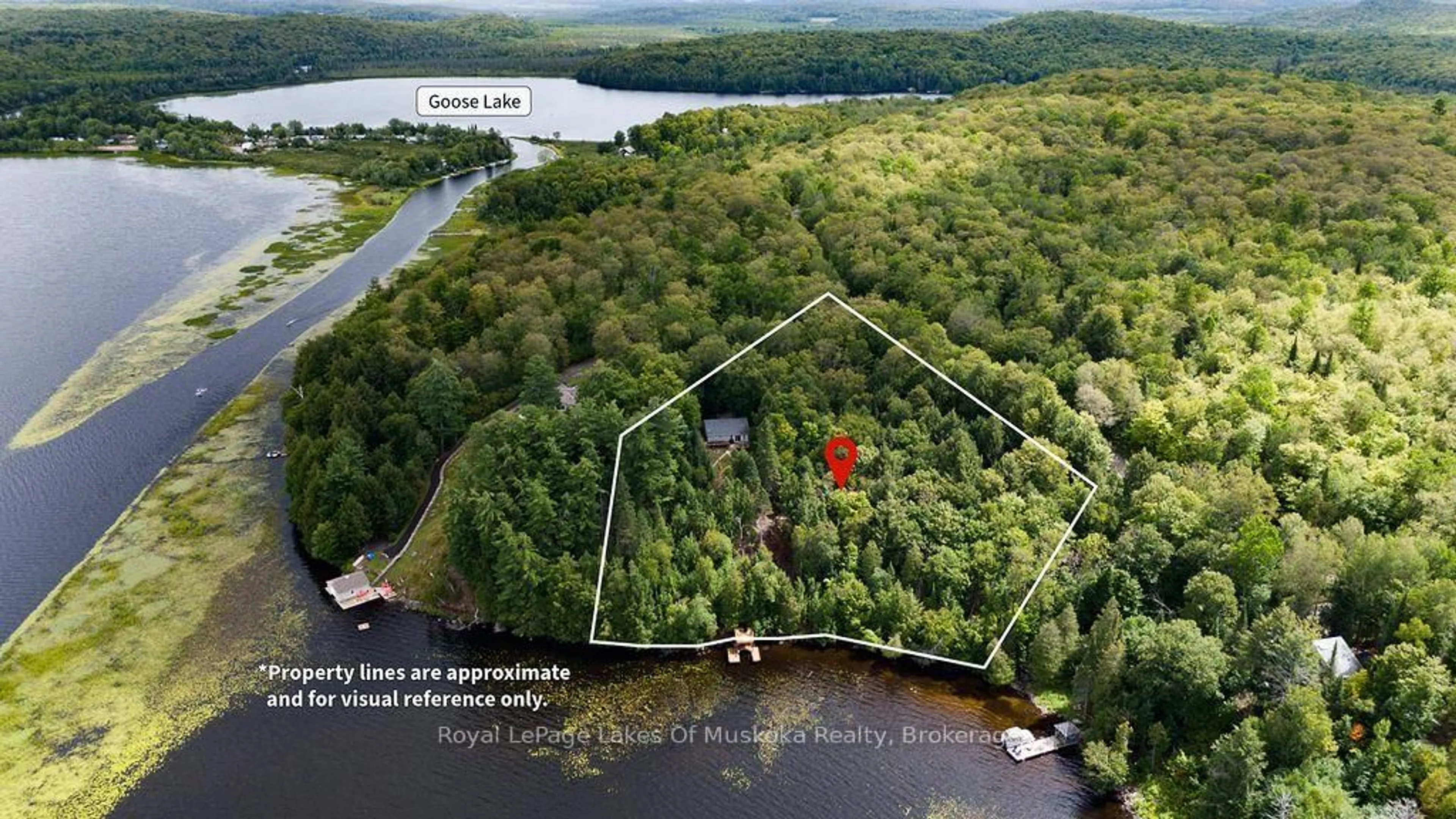 A pic from outside/outdoor area/front of a property/back of a property/a pic from drone, water/lake/river/ocean view for 215 Sandwood Dr, Ryerson Ontario P0A 1C0