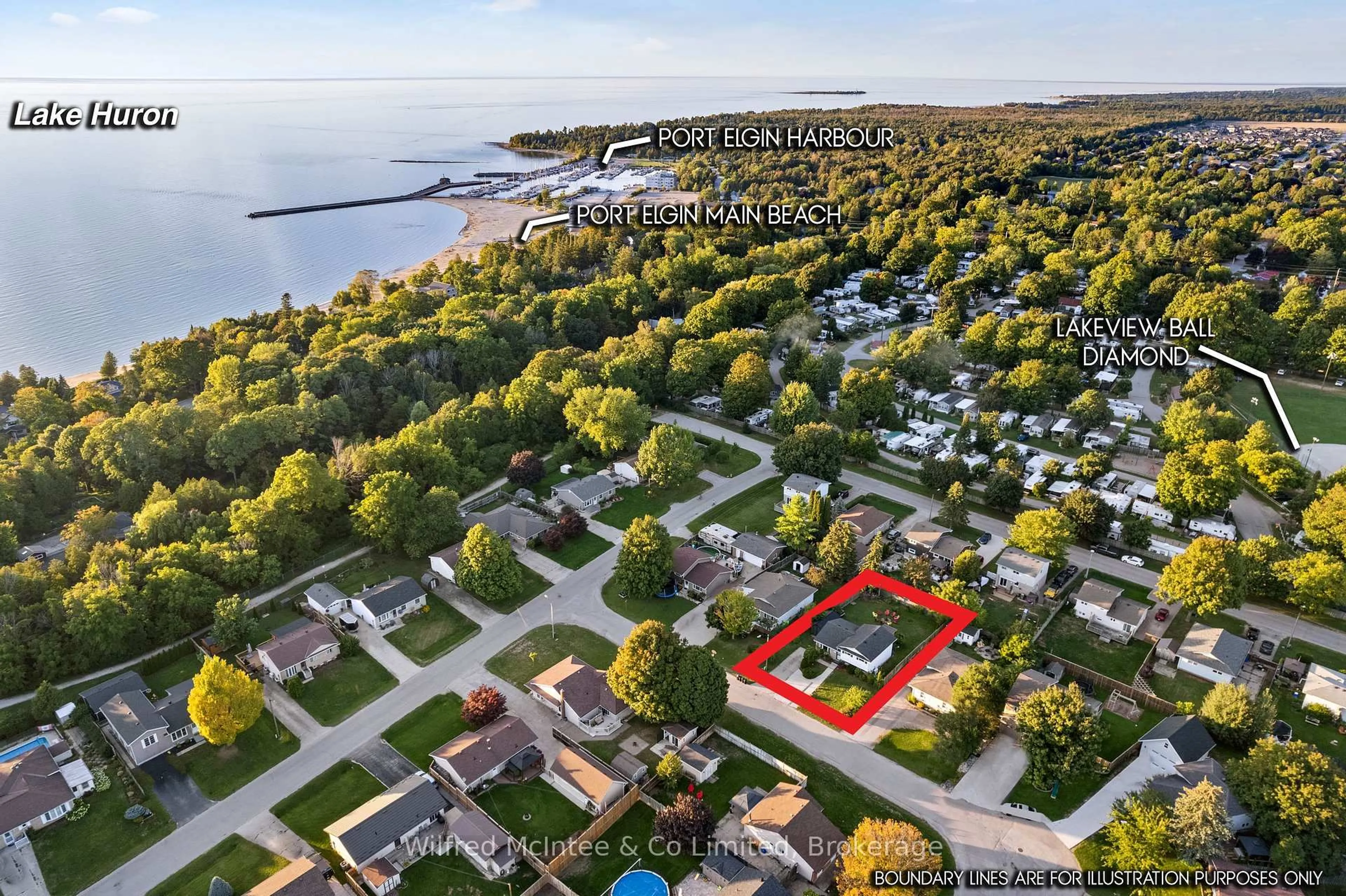 A pic from outside/outdoor area/front of a property/back of a property/a pic from drone, water/lake/river/ocean view for 517 Wales Dr, Saugeen Shores Ontario N0H 2C1