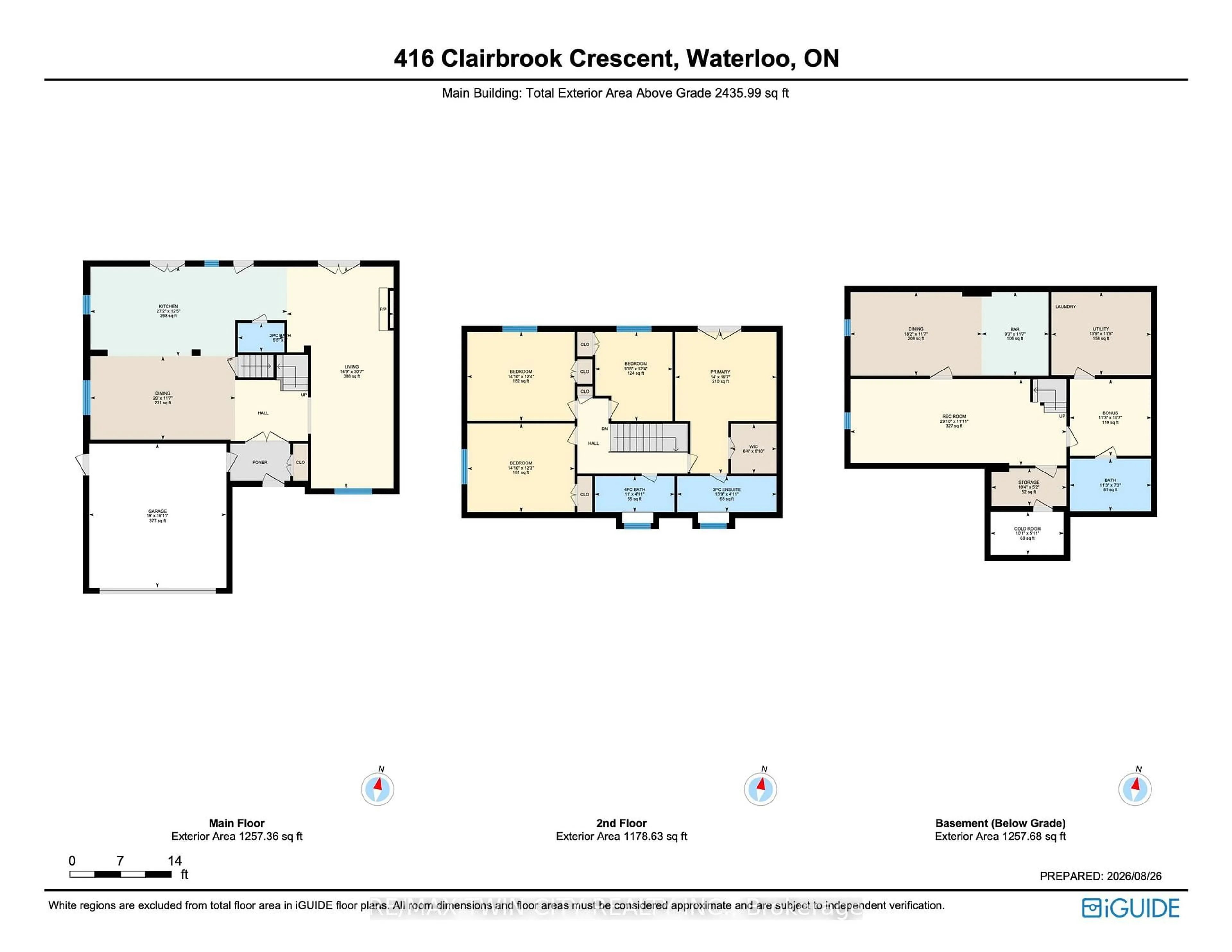 Floor plan for 416 Clairbrook Cres, Waterloo Ontario N2L 5V7
