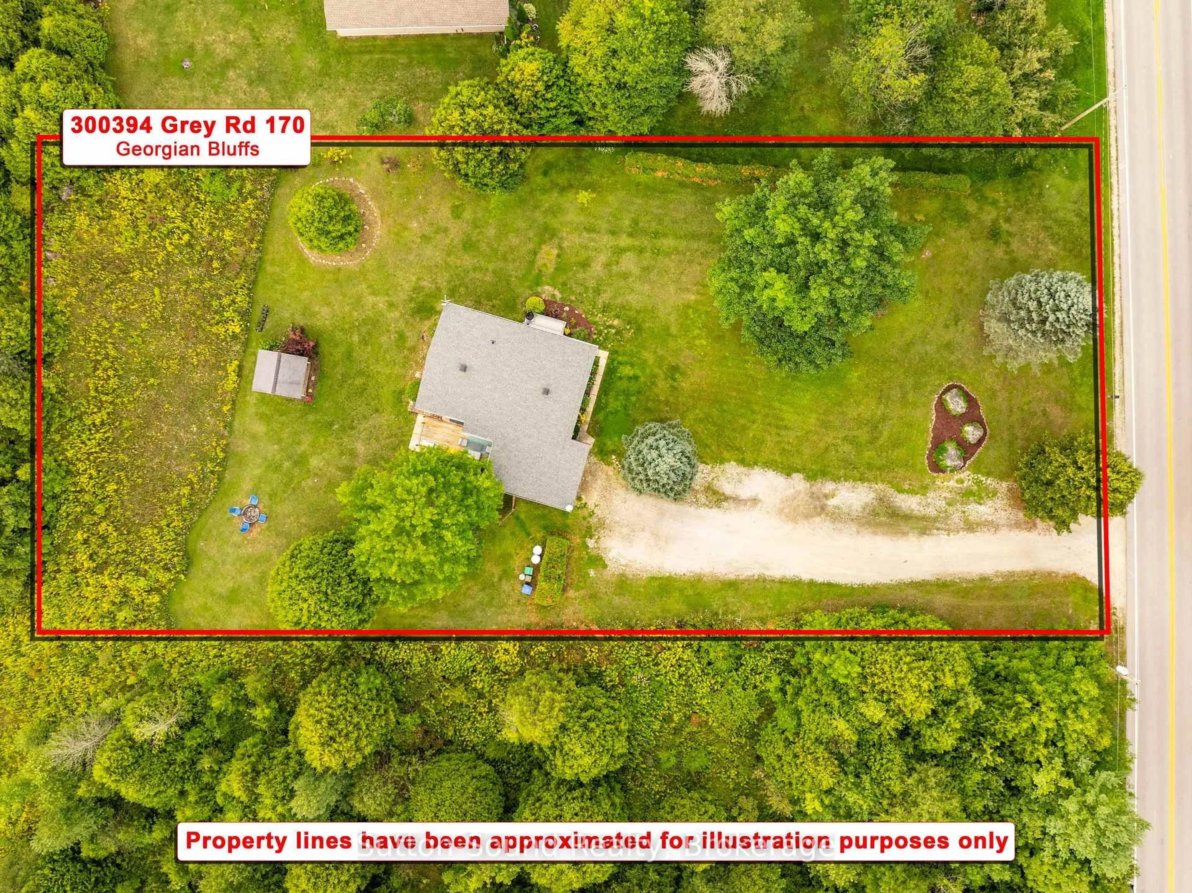 A pic from outside/outdoor area/front of a property/back of a property/a pic from drone, forest/trees view for 300394 Grey Road 170 Rd, Georgian Bluffs Ontario N0H 2K0
