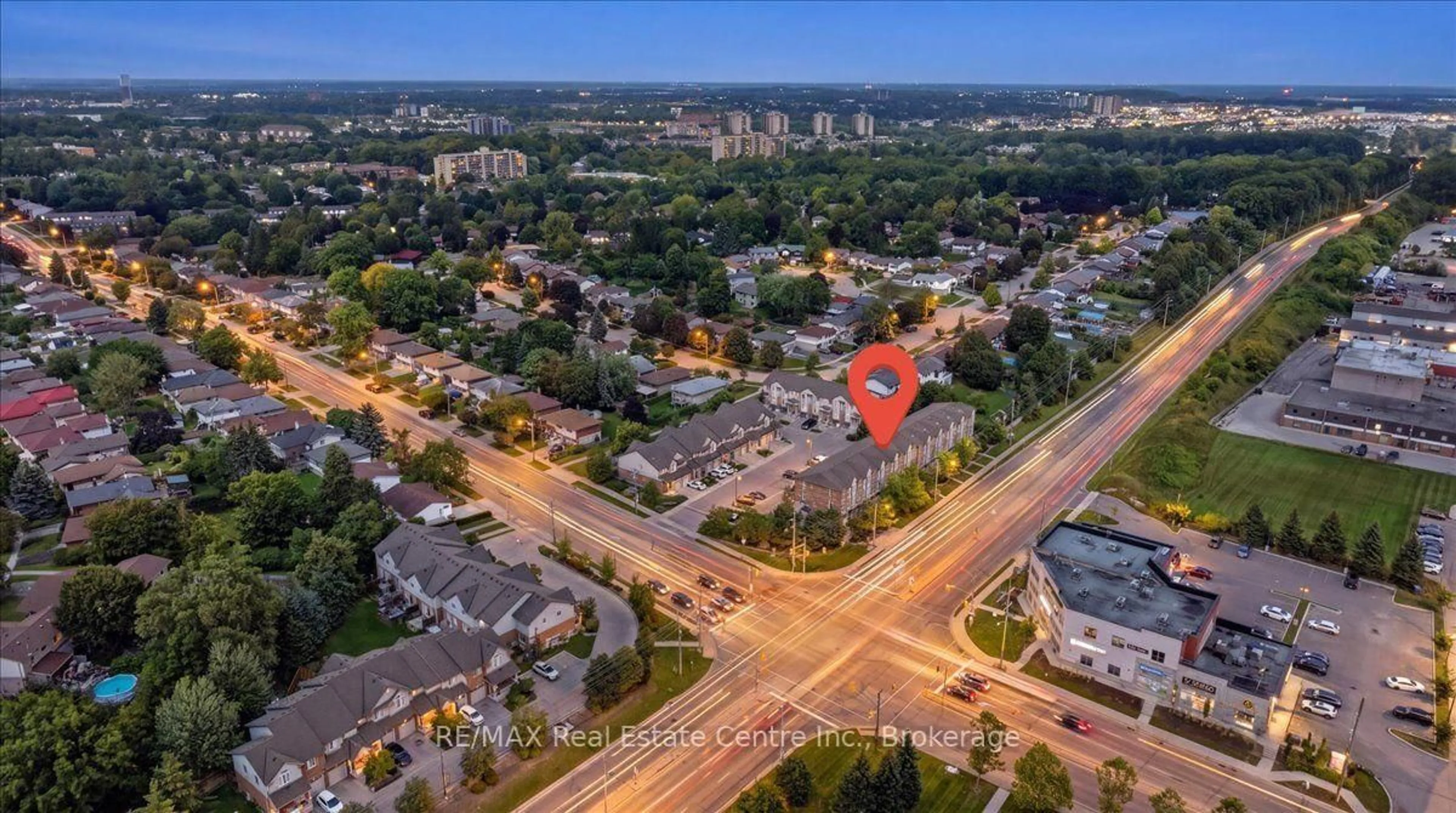 A pic from outside/outdoor area/front of a property/back of a property/a pic from drone, city buildings view from balcony for 975 Strasburg Rd #21B, Waterloo Ontario N2E 0A8