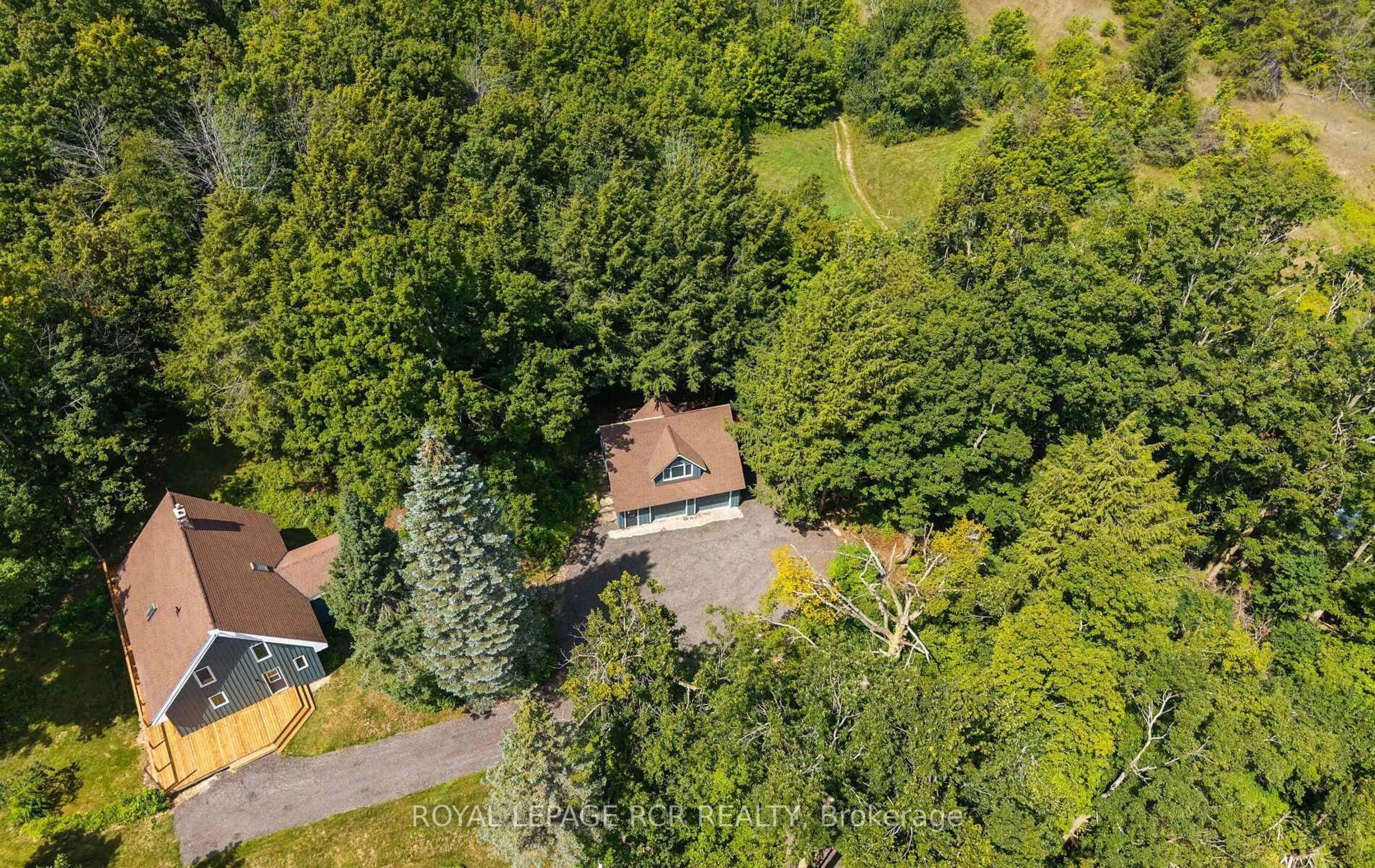 A pic from outside/outdoor area/front of a property/back of a property/a pic from drone, forest/trees view for 757186 2nd Line, Mulmur Ontario L9V 0G7