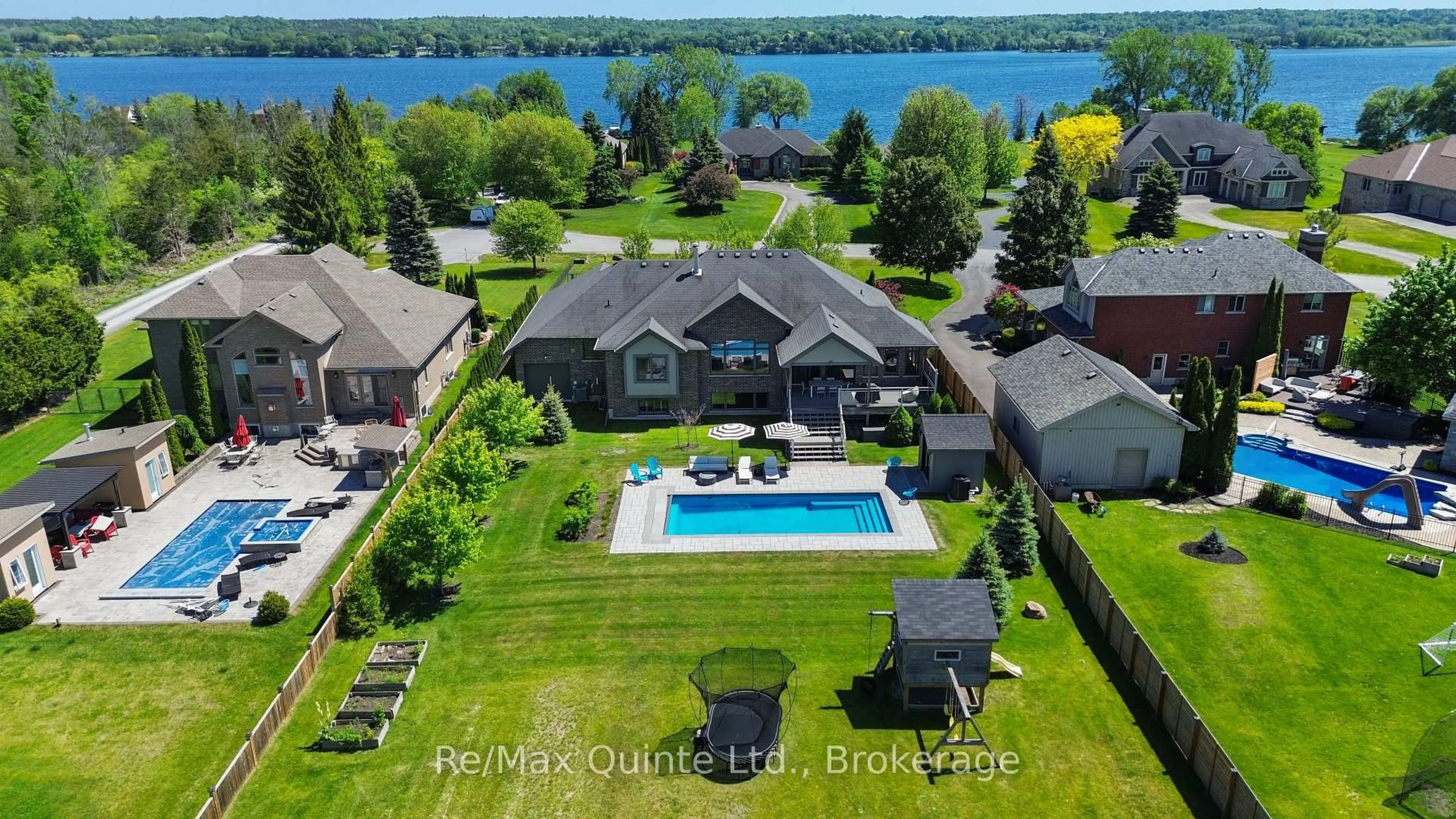 A pic from outside/outdoor area/front of a property/back of a property/a pic from drone, water/lake/river/ocean view for 54 Settlers Landing Dr, Quinte West Ontario K8R 0A9