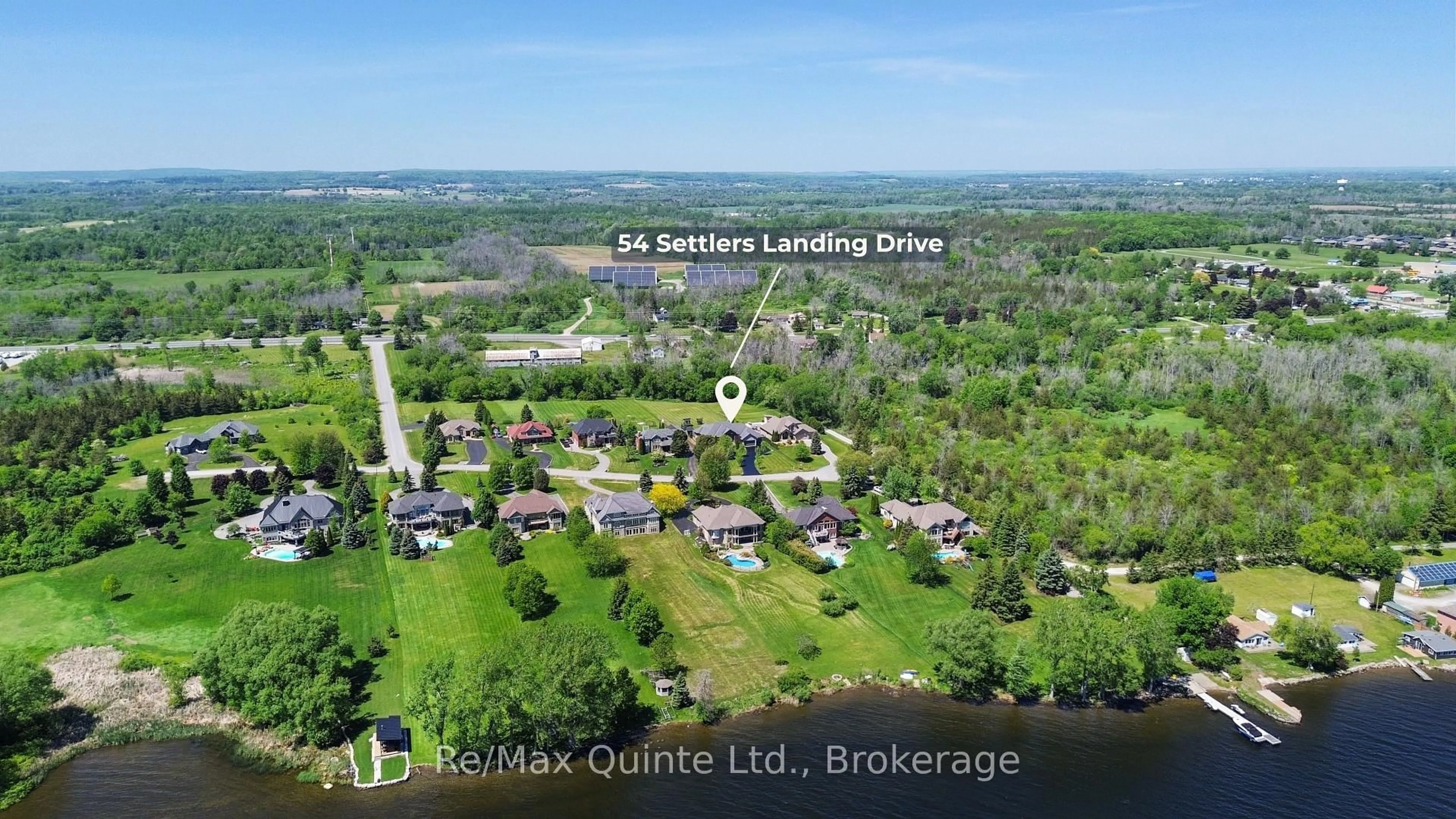 A pic from outside/outdoor area/front of a property/back of a property/a pic from drone, water/lake/river/ocean view for 54 Settlers Landing Dr, Quinte West Ontario K8R 0A9