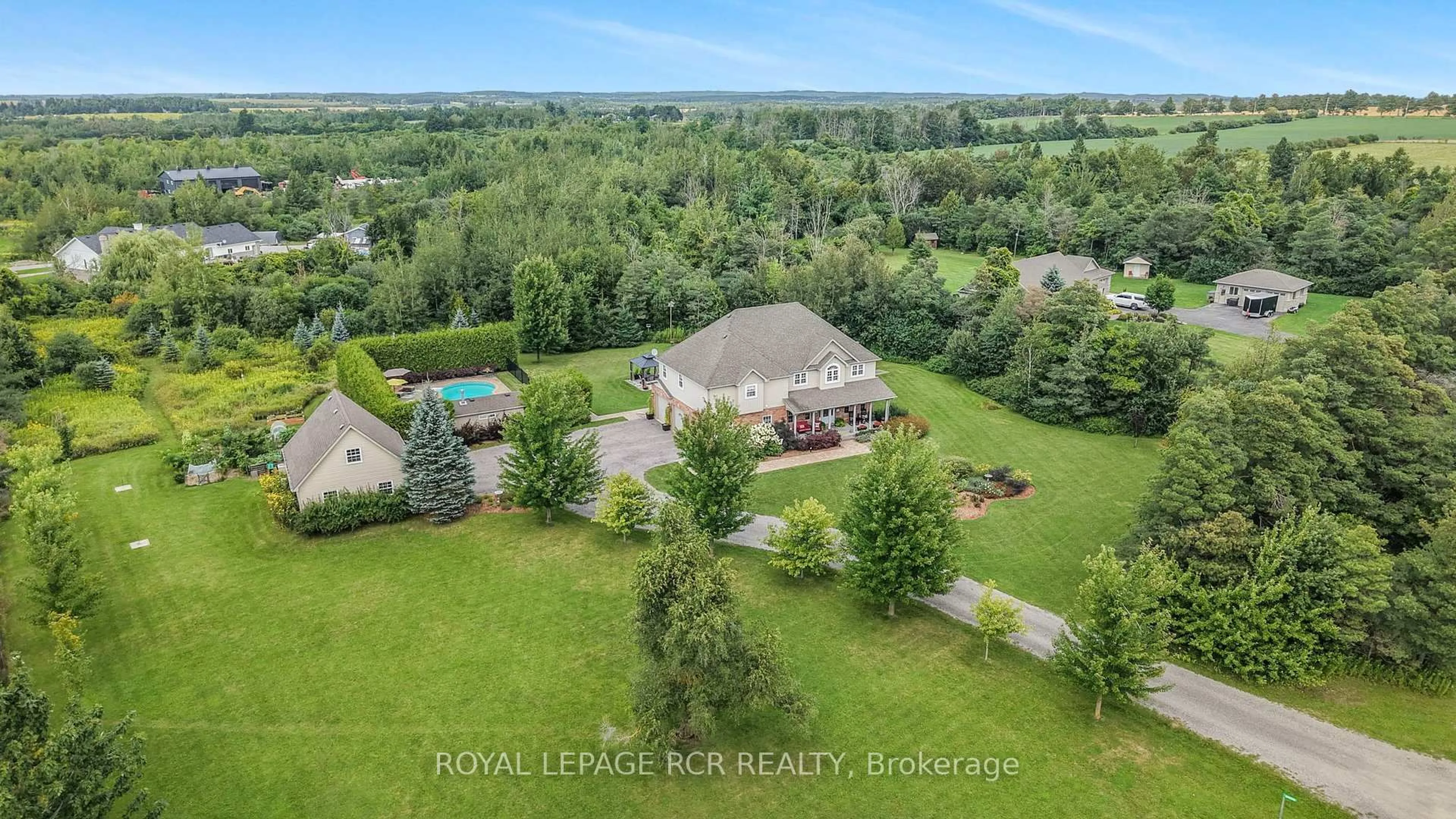 A pic from outside/outdoor area/front of a property/back of a property/a pic from drone, water/lake/river/ocean view for 245319 5 Sdrd, Amaranth Ontario L9W 0W9