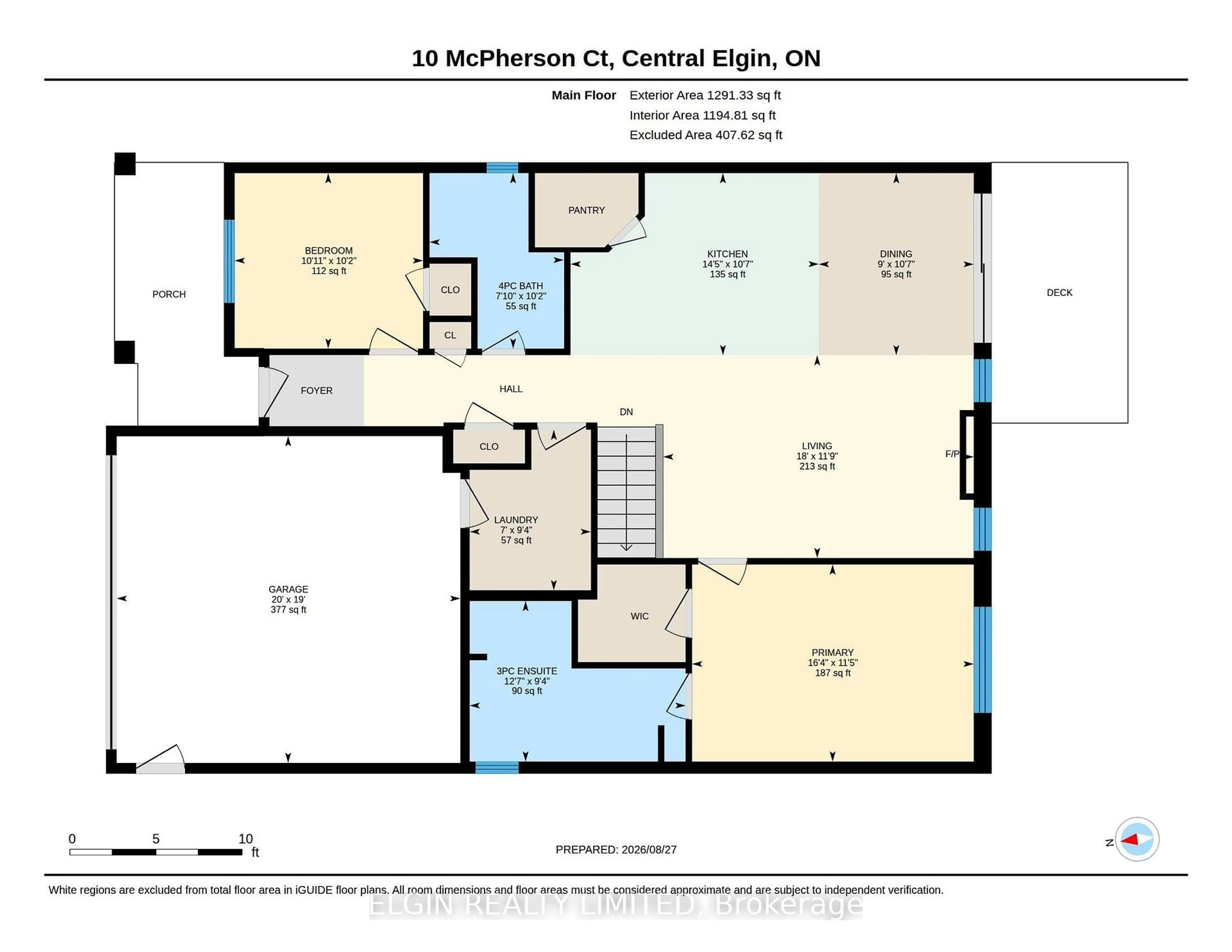 Floor plan for 10 Mcpherson Crt #18, Central Elgin Ontario N5P 0E6
