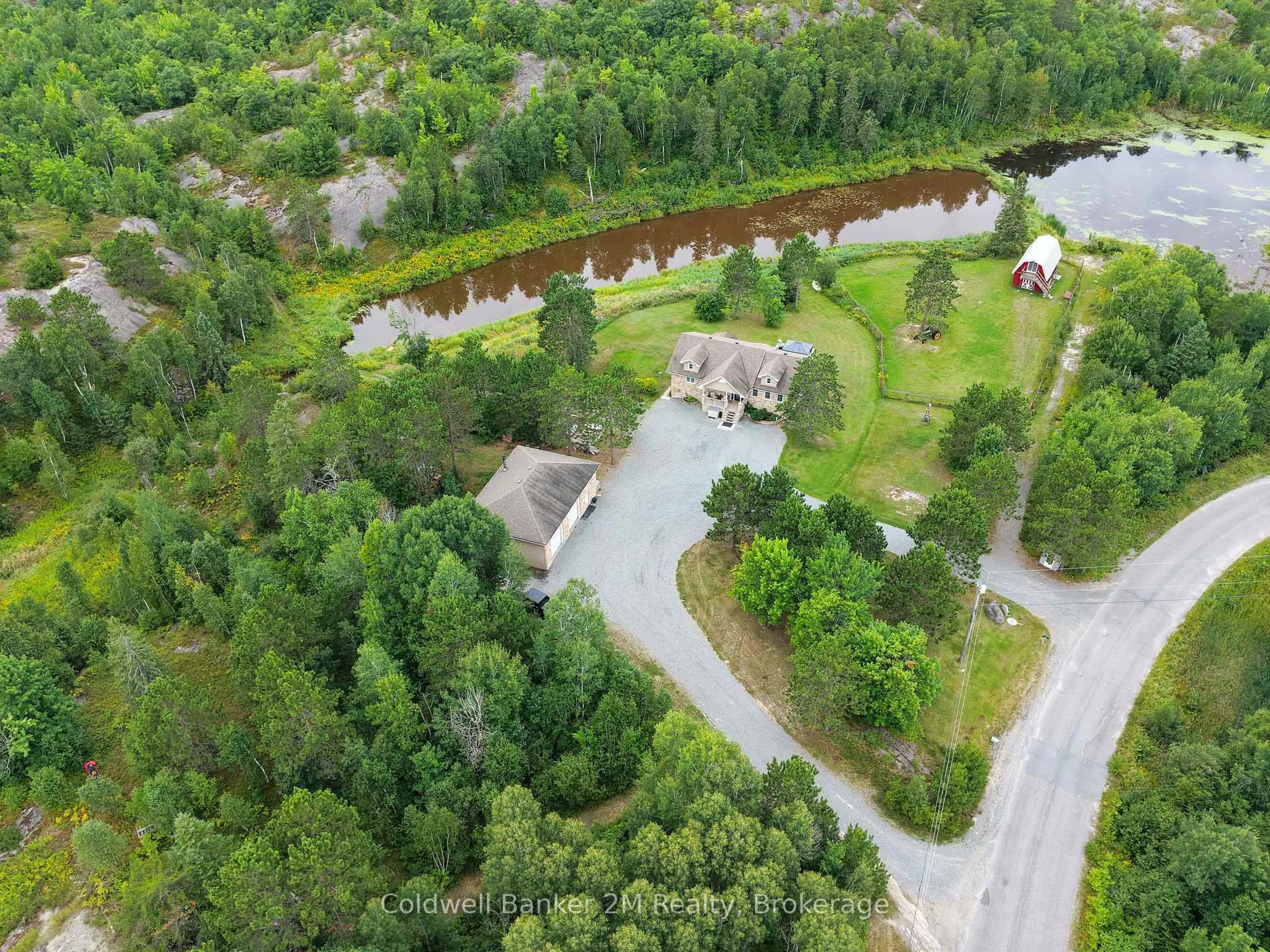 A pic from outside/outdoor area/front of a property/back of a property/a pic from drone, water/lake/river/ocean view for 554 Dryden Rd, Greater Sudbury Ontario P0M 3C0