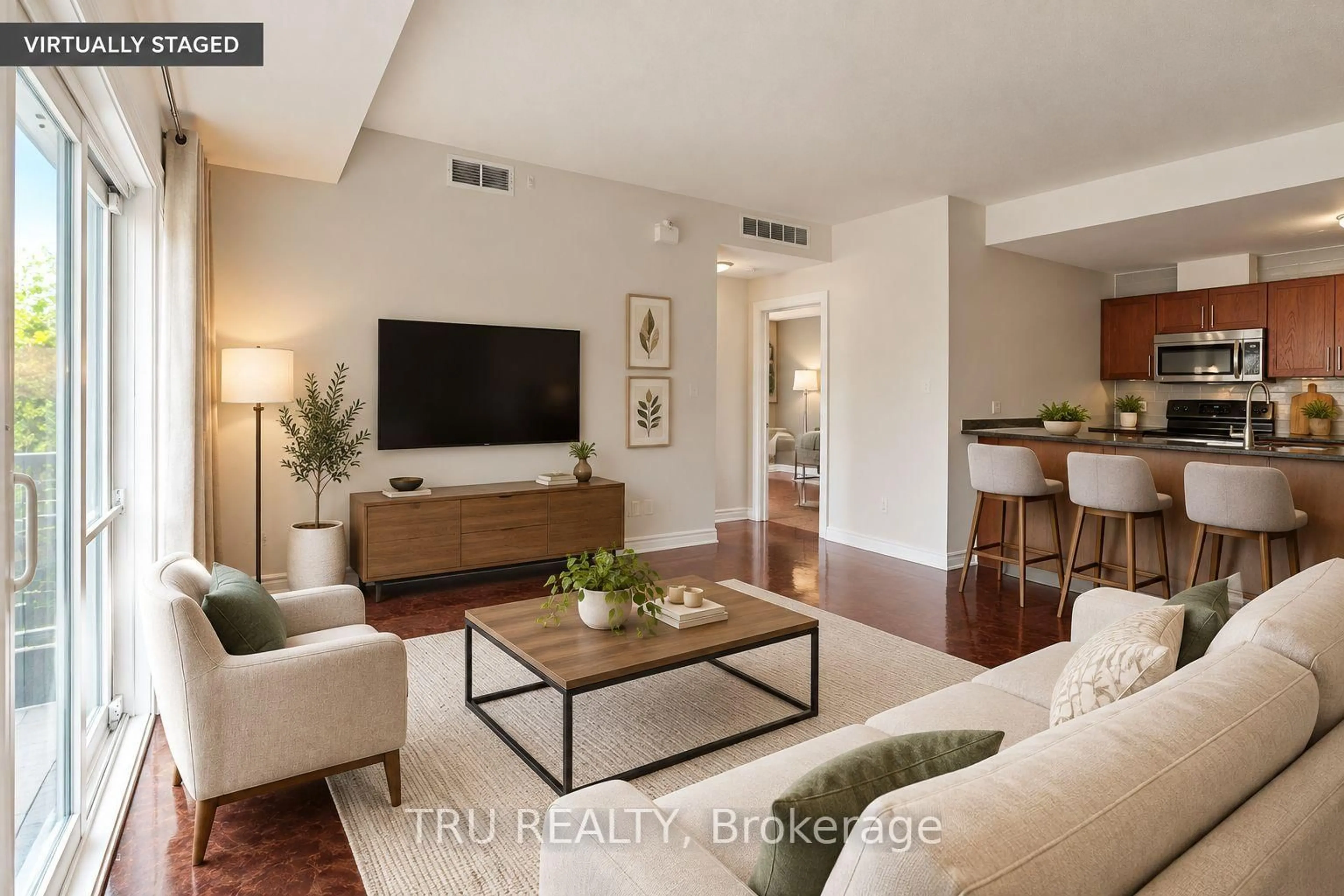 Living room with furniture, unknown for 165 Waterbridge Dr #7, Ottawa Ontario K2G 7G3