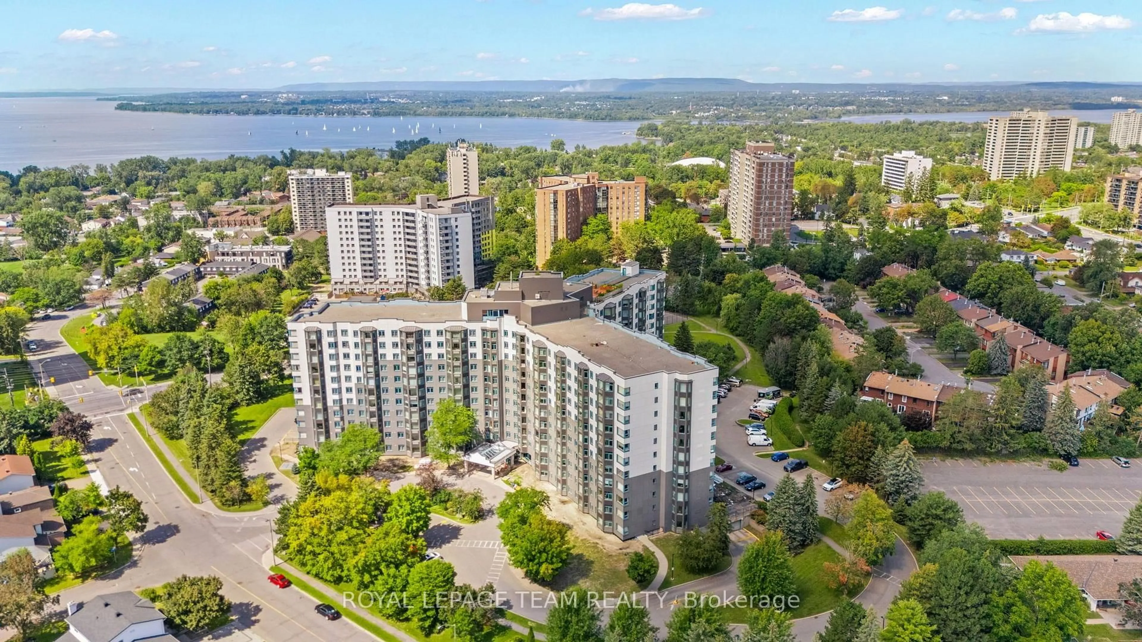 A pic from outside/outdoor area/front of a property/back of a property/a pic from drone, city buildings view from balcony for 1025 Grenon Ave #719, Ottawa Ontario K2B 8S5