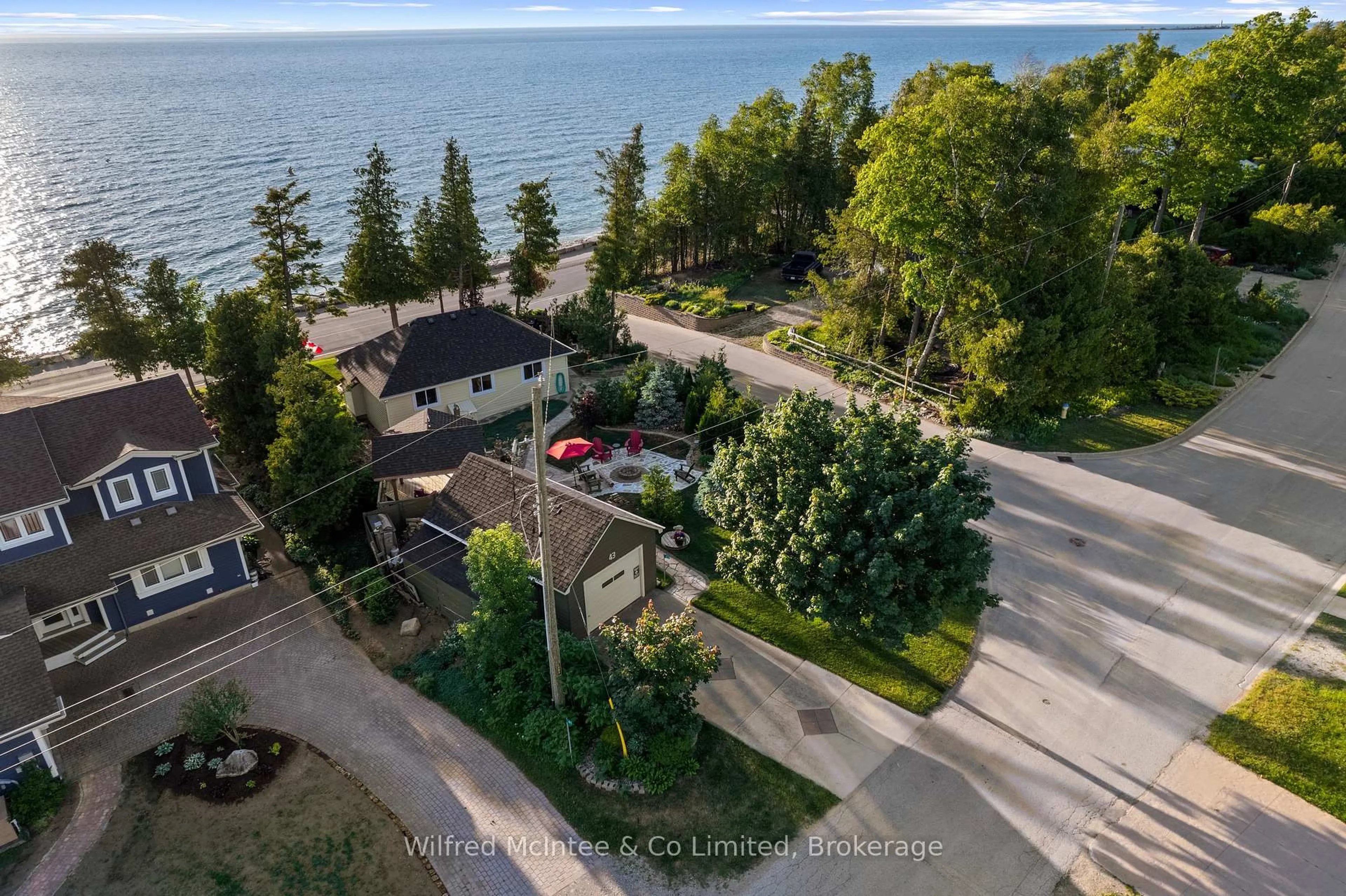 A pic from outside/outdoor area/front of a property/back of a property/a pic from drone, water/lake/river/ocean view for 43 Fenton Dr, Saugeen Shores Ontario N0H 2C5