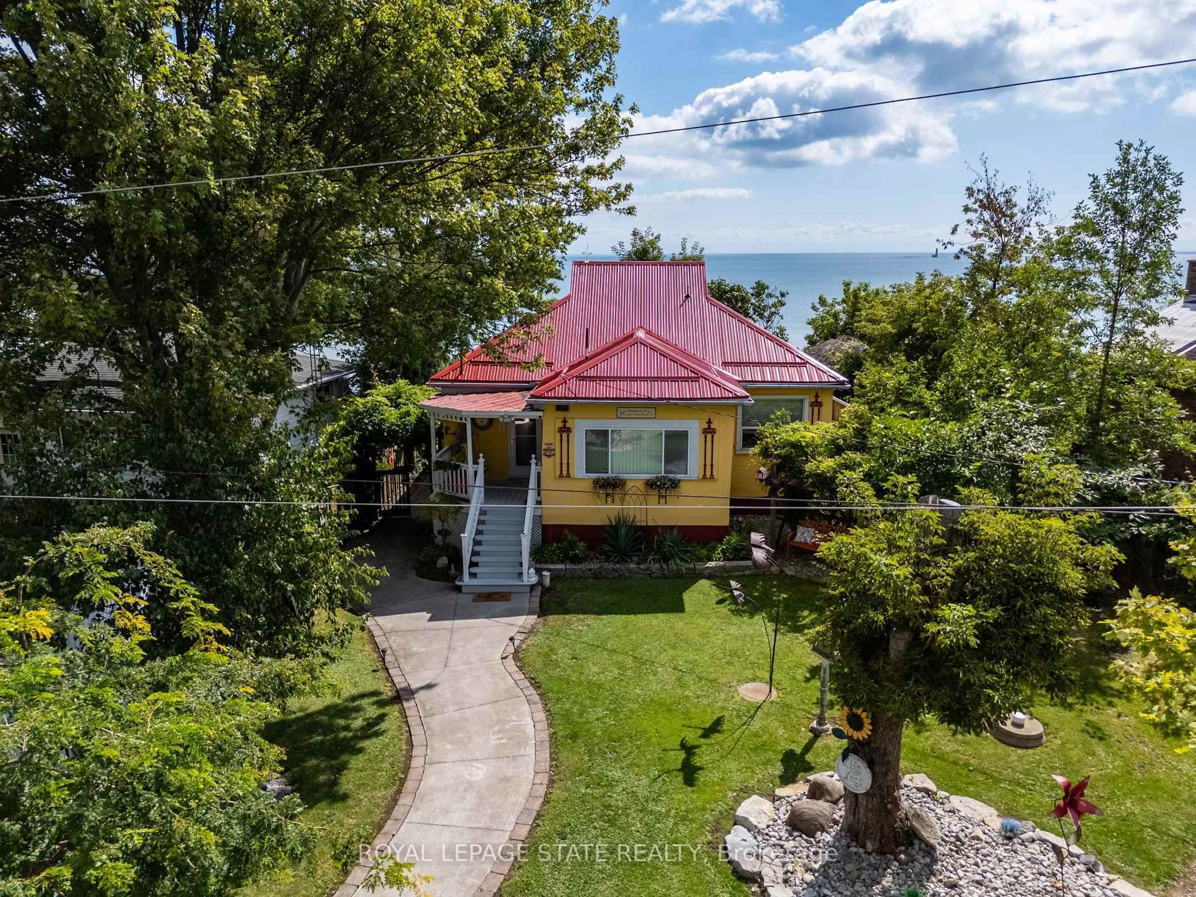 A pic from outside/outdoor area/front of a property/back of a property/a pic from drone, water/lake/river/ocean view for 23 Nature Line, Haldimand Ontario N0A 1K0